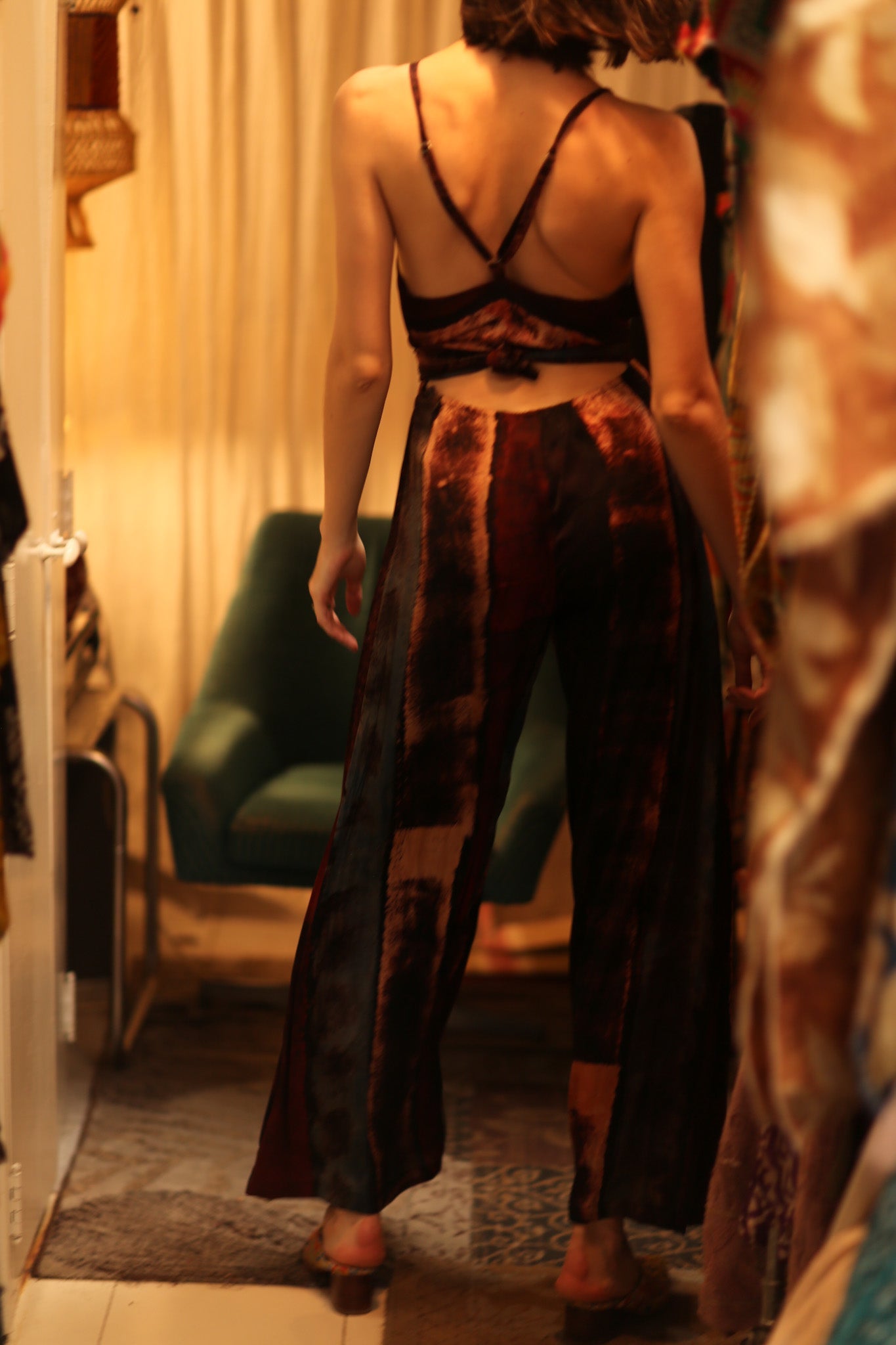 NEIS SILK JUMPSUIT RED STRIPE - BANGKOK TAILOR CLOTHING STORE - HANDMADE CLOTHING