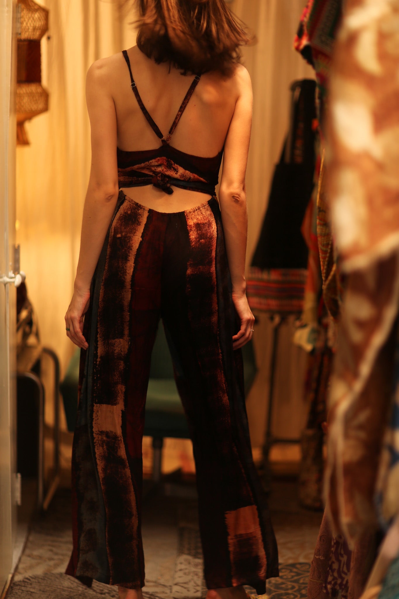 NEIS SILK JUMPSUIT RED STRIPE - BANGKOK TAILOR CLOTHING STORE - HANDMADE CLOTHING