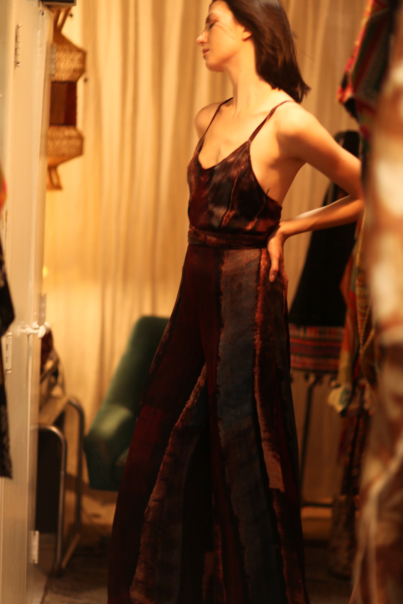 NEIS SILK JUMPSUIT RED STRIPE - BANGKOK TAILOR CLOTHING STORE - HANDMADE CLOTHING