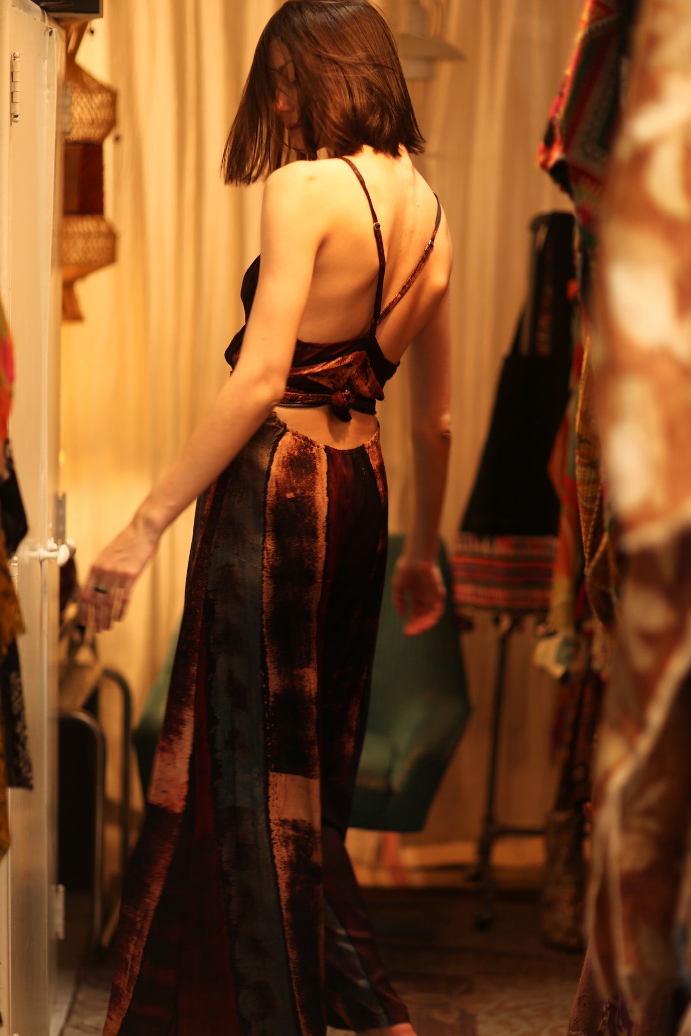 NEIS SILK JUMPSUIT RED STRIPE - BANGKOK TAILOR CLOTHING STORE - HANDMADE CLOTHING