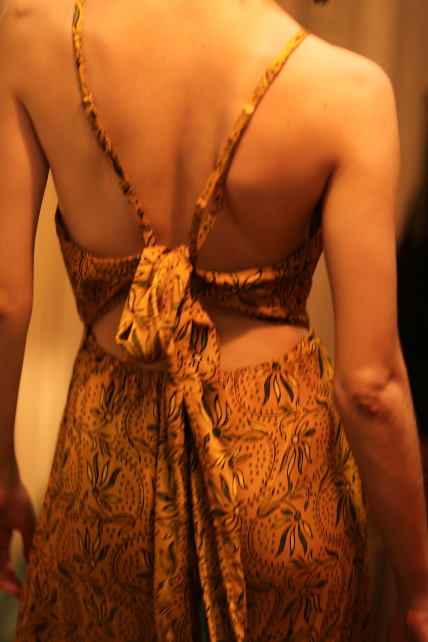 NEIS SILK PLAYSUIT YELLOW OLIVES - BANGKOK TAILOR CLOTHING STORE - HANDMADE CLOTHING