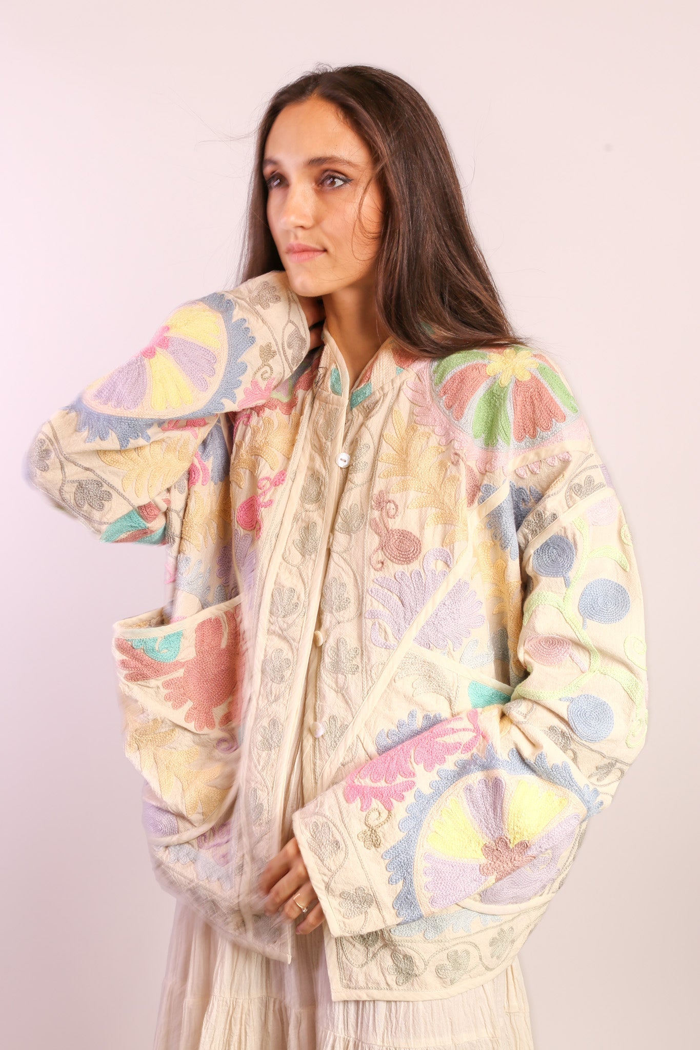 PASTEL COLOR KANTHA JACKET TILO - BANGKOK TAILOR CLOTHING STORE - HANDMADE CLOTHING