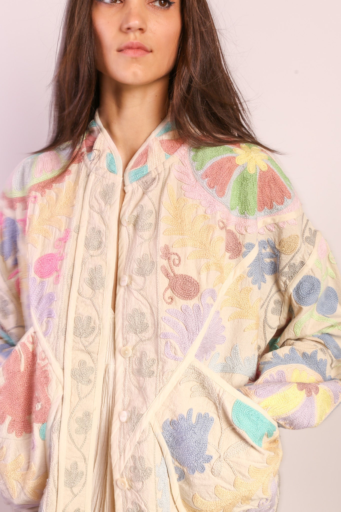 PASTEL COLOR KANTHA JACKET TILO - BANGKOK TAILOR CLOTHING STORE - HANDMADE CLOTHING