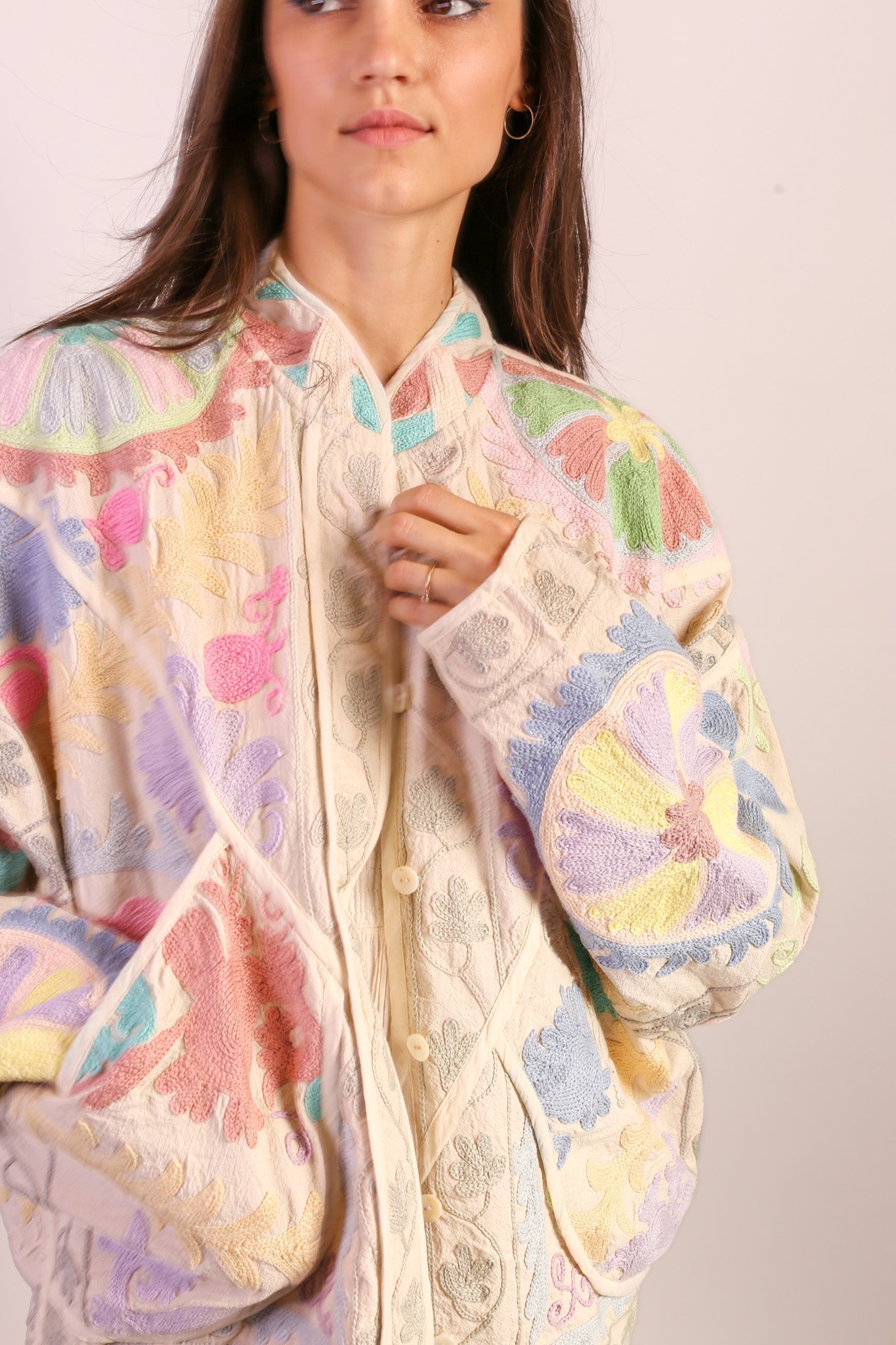 PASTEL COLOR KANTHA JACKET TILO - BANGKOK TAILOR CLOTHING STORE - HANDMADE CLOTHING
