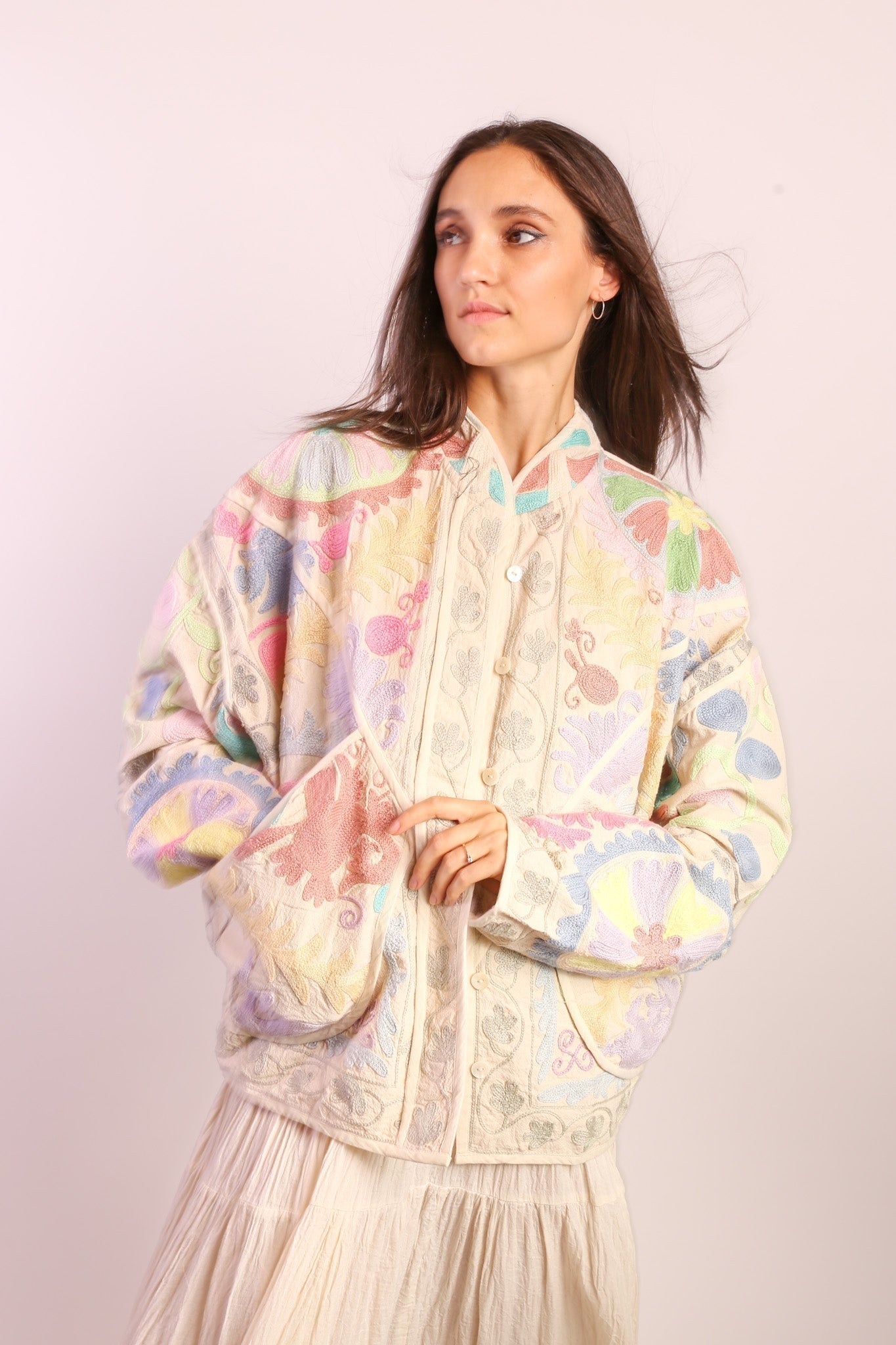PASTEL COLOR KANTHA JACKET TILO - BANGKOK TAILOR CLOTHING STORE - HANDMADE CLOTHING