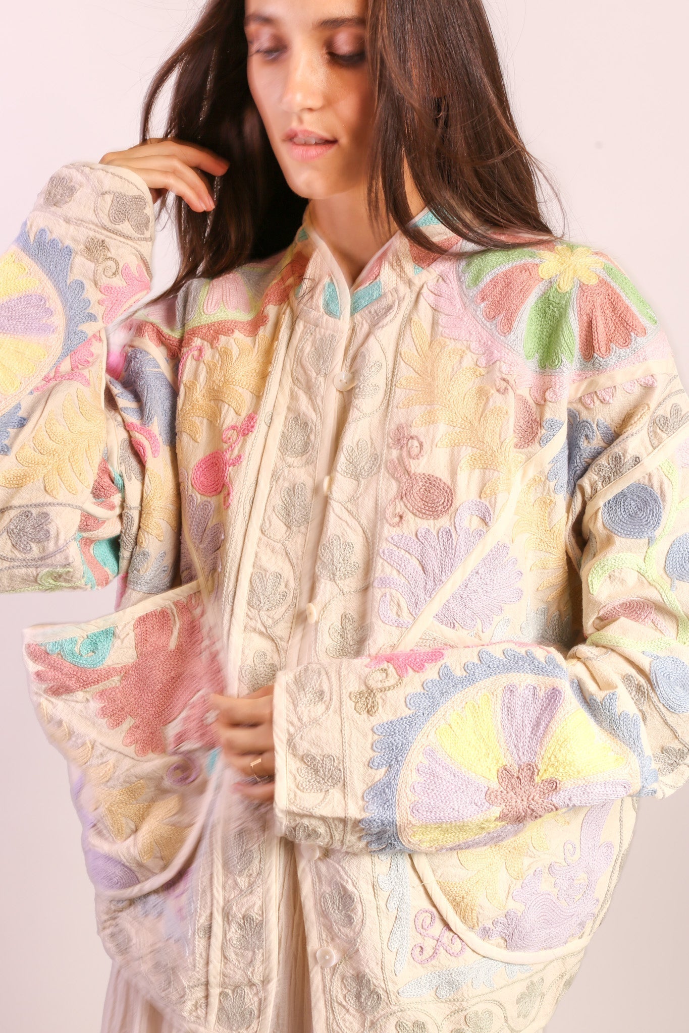 PASTEL COLOR KANTHA JACKET TILO - BANGKOK TAILOR CLOTHING STORE - HANDMADE CLOTHING
