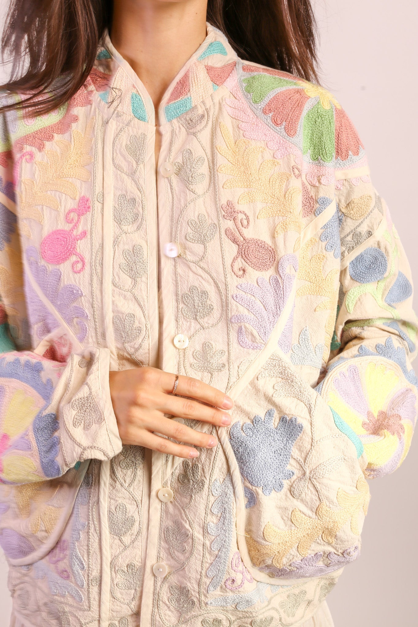 PASTEL COLOR KANTHA JACKET TILO - BANGKOK TAILOR CLOTHING STORE - HANDMADE CLOTHING