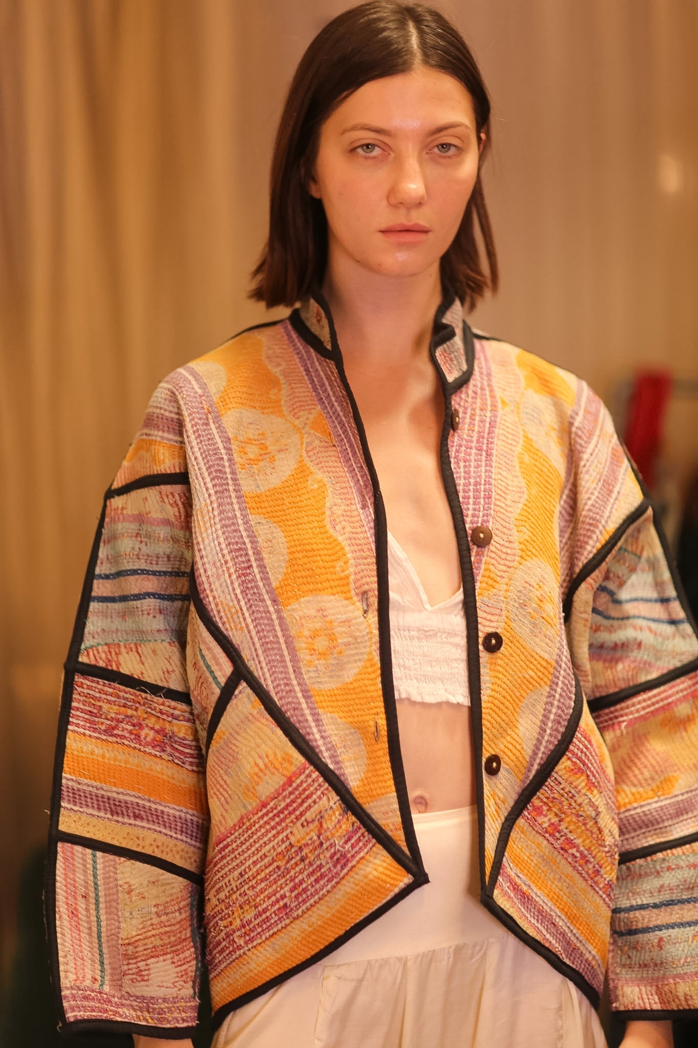PATCHWORK PATTERN KANTHA JACKET SHWEPOE - BANGKOK TAILOR CLOTHING STORE - HANDMADE CLOTHING