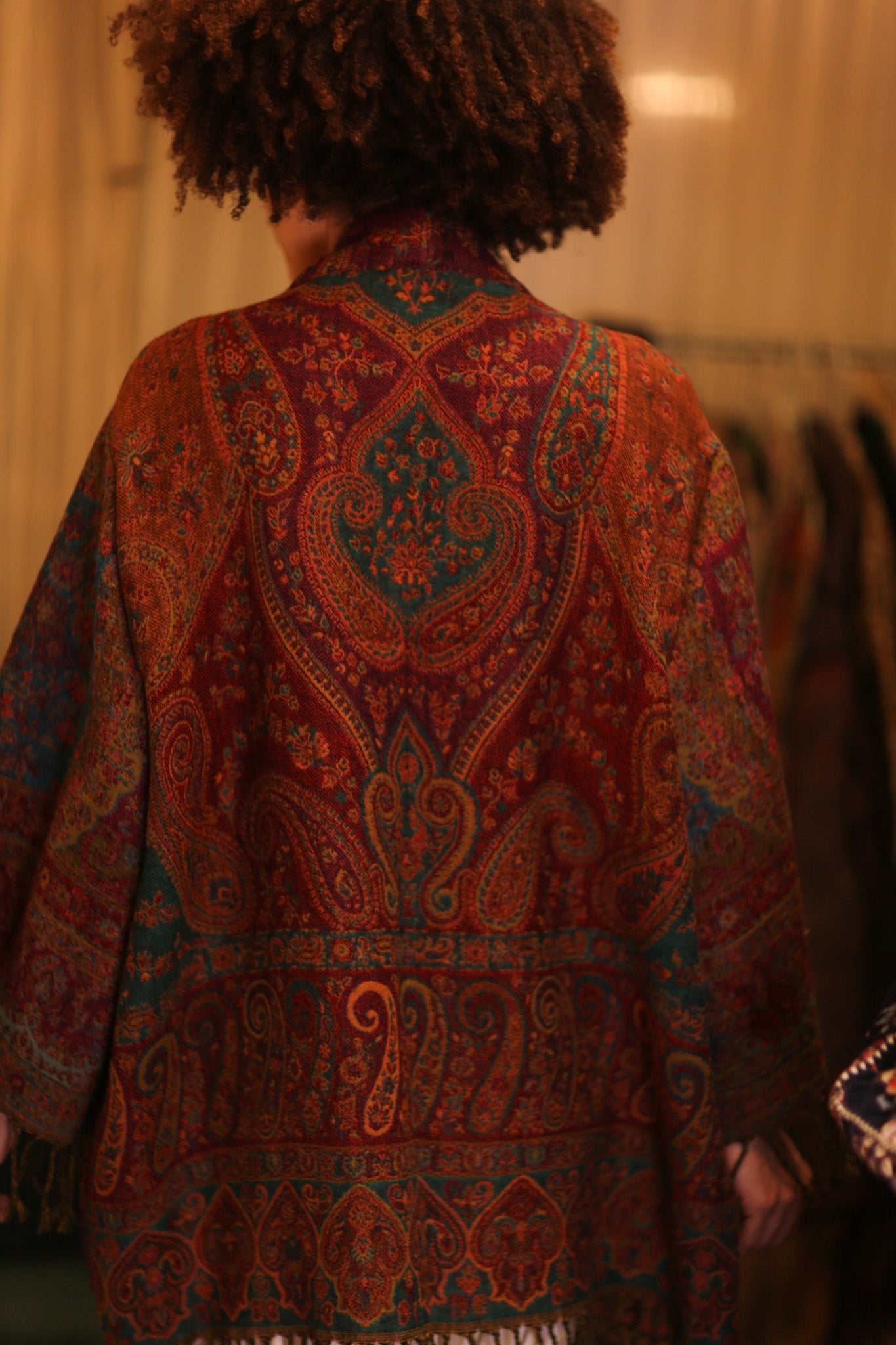 PATTERN EMBROIDERED COTTON WOOL SHAWL KIMONO TINA - BANGKOK TAILOR CLOTHING STORE - HANDMADE CLOTHING