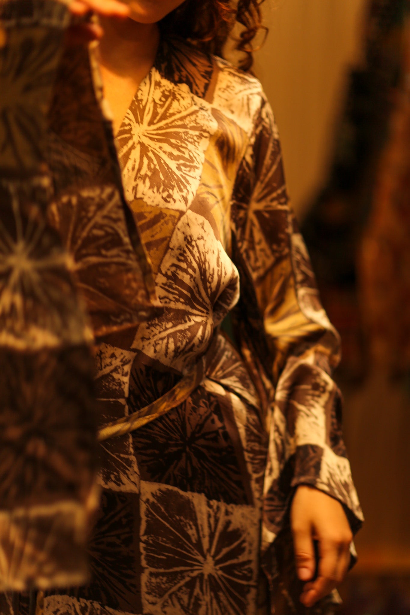 PINA SILK KIMONO ANANAS BROWN - BANGKOK TAILOR CLOTHING STORE - HANDMADE CLOTHING