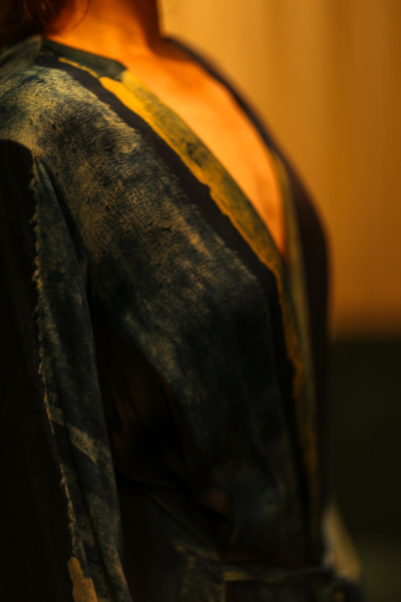 PINA SILK KIMONO BLUE STRIPE - BANGKOK TAILOR CLOTHING STORE - HANDMADE CLOTHING