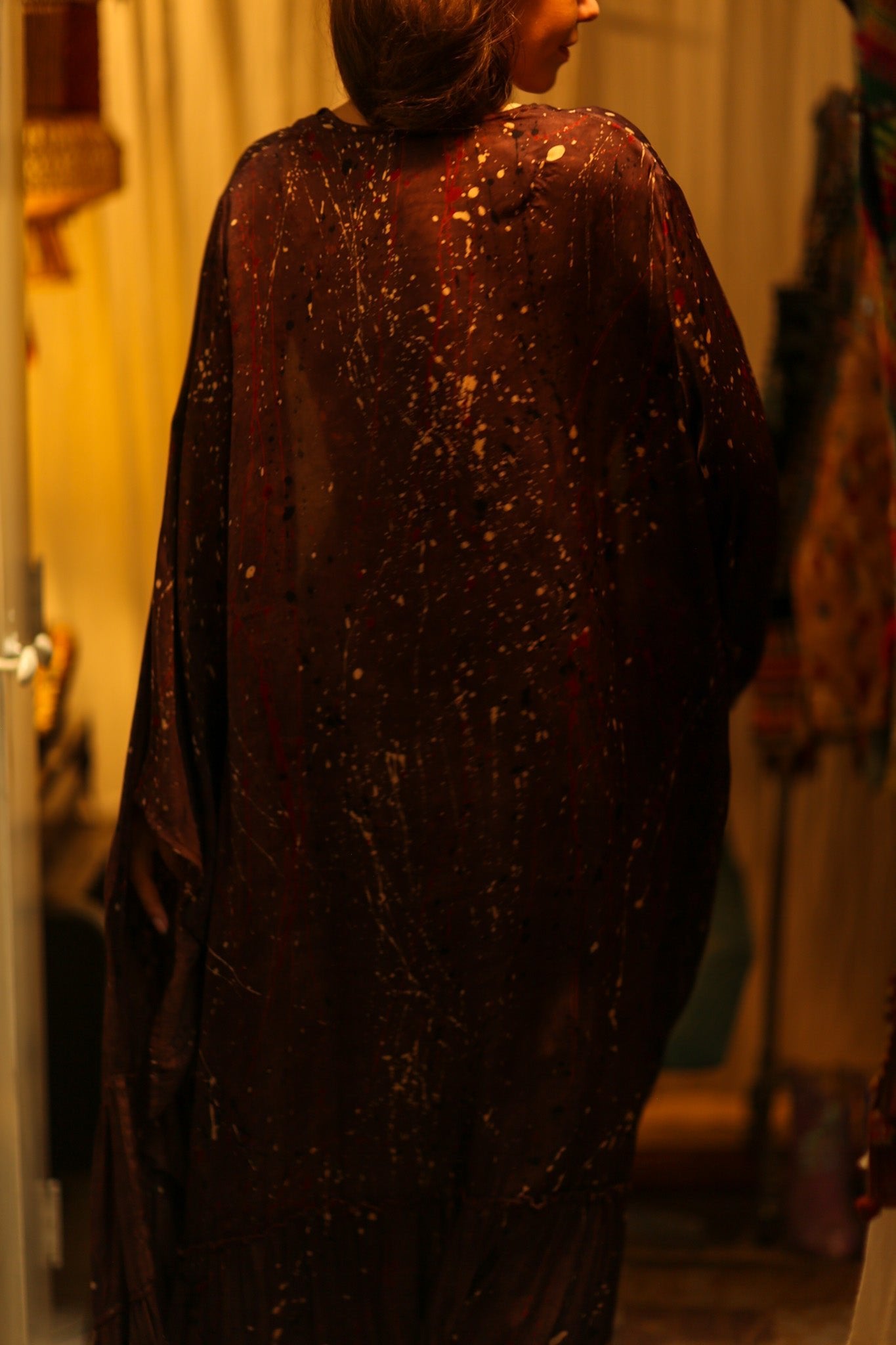 PINA SILK KIMONO BURGUNDY POLLOCK - BANGKOK TAILOR CLOTHING STORE - HANDMADE CLOTHING