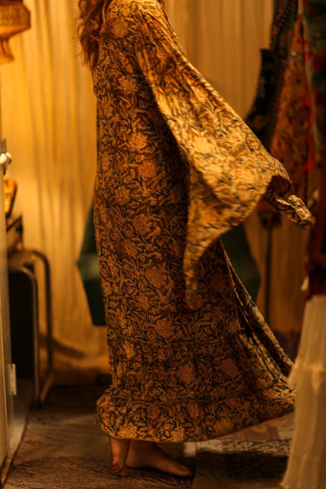 PINA SILK KIMONO CARNIVORE GREEN - BANGKOK TAILOR CLOTHING STORE - HANDMADE CLOTHING