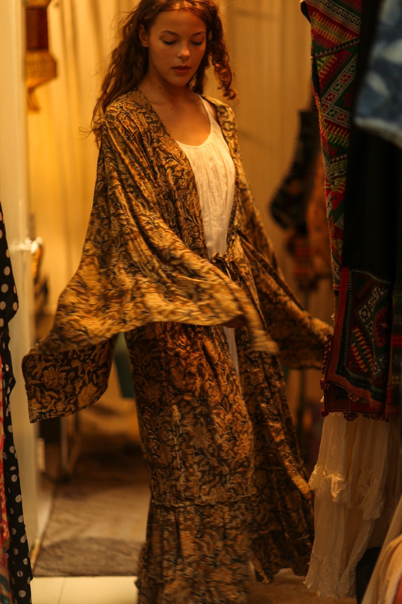 PINA SILK KIMONO CARNIVORE GREEN - BANGKOK TAILOR CLOTHING STORE - HANDMADE CLOTHING