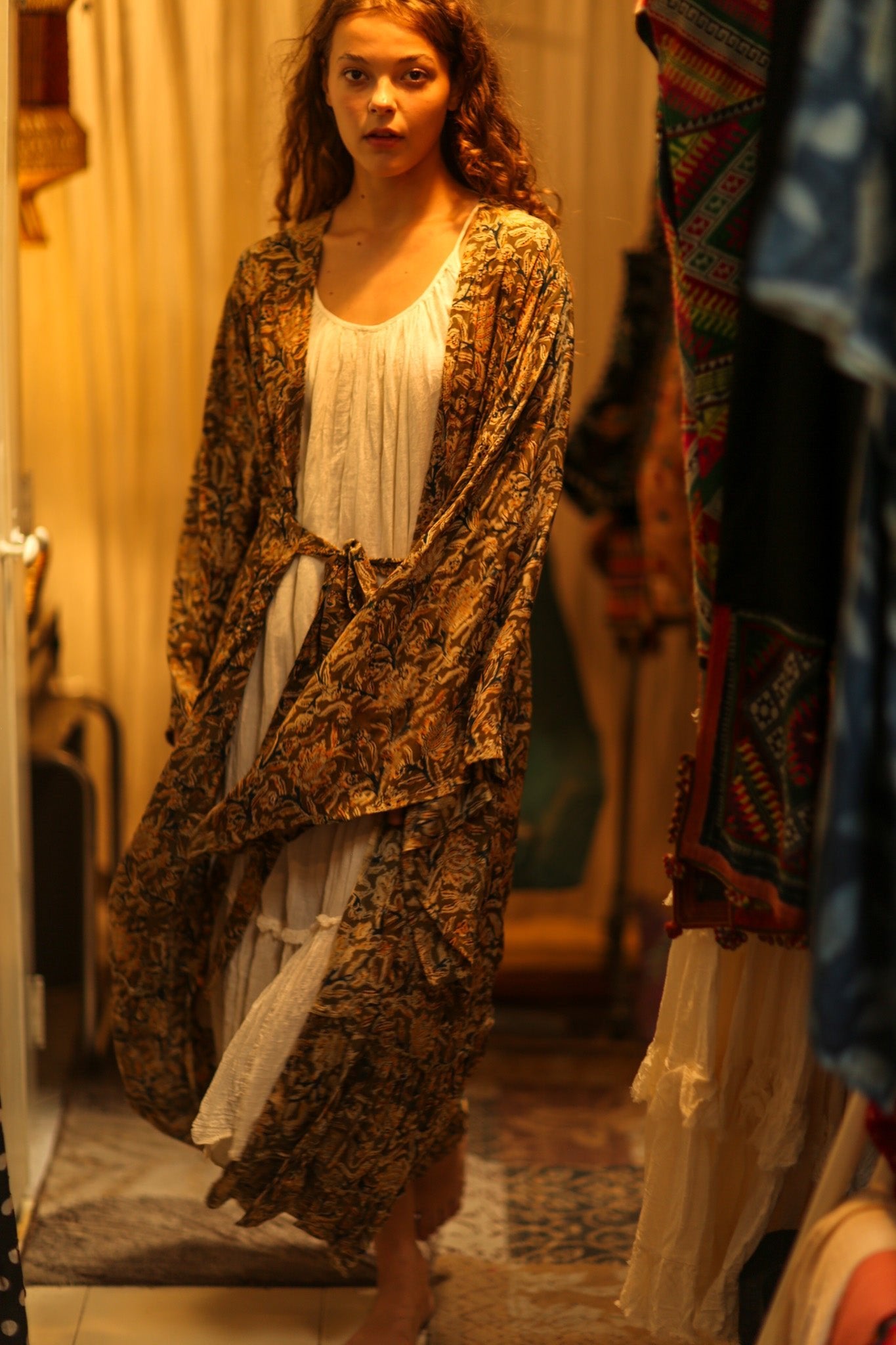 PINA SILK KIMONO CARNIVORE GREEN - BANGKOK TAILOR CLOTHING STORE - HANDMADE CLOTHING