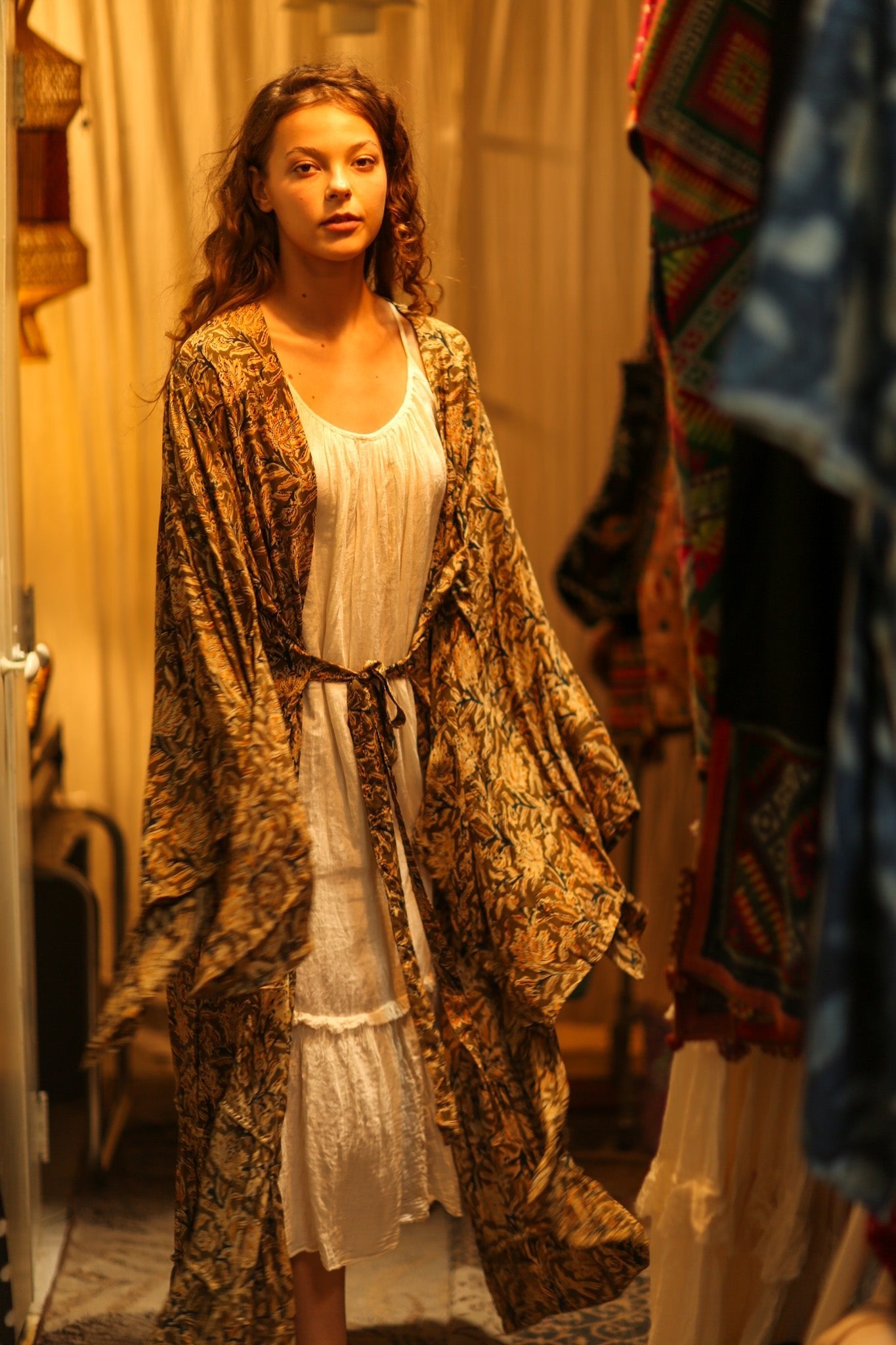 PINA SILK KIMONO CARNIVORE GREEN - BANGKOK TAILOR CLOTHING STORE - HANDMADE CLOTHING