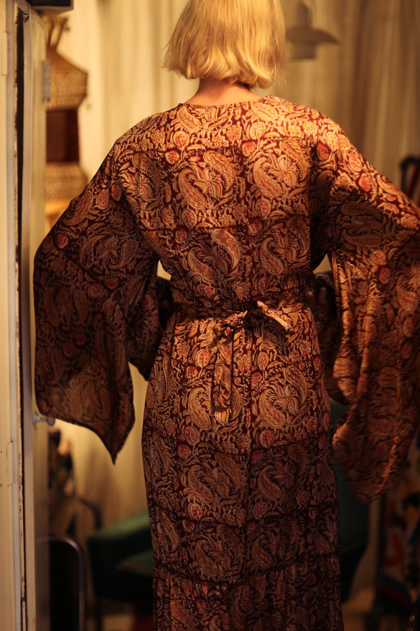 PINA SILK KIMONO CARNIVORE RED - BANGKOK TAILOR CLOTHING STORE - HANDMADE CLOTHING