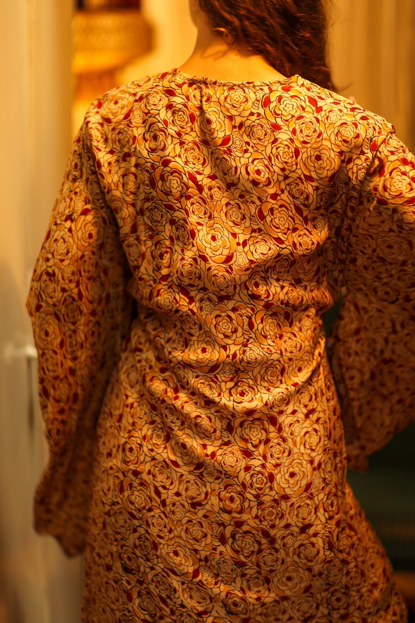 PINA SILK KIMONO FLORAL RED - BANGKOK TAILOR CLOTHING STORE - HANDMADE CLOTHING