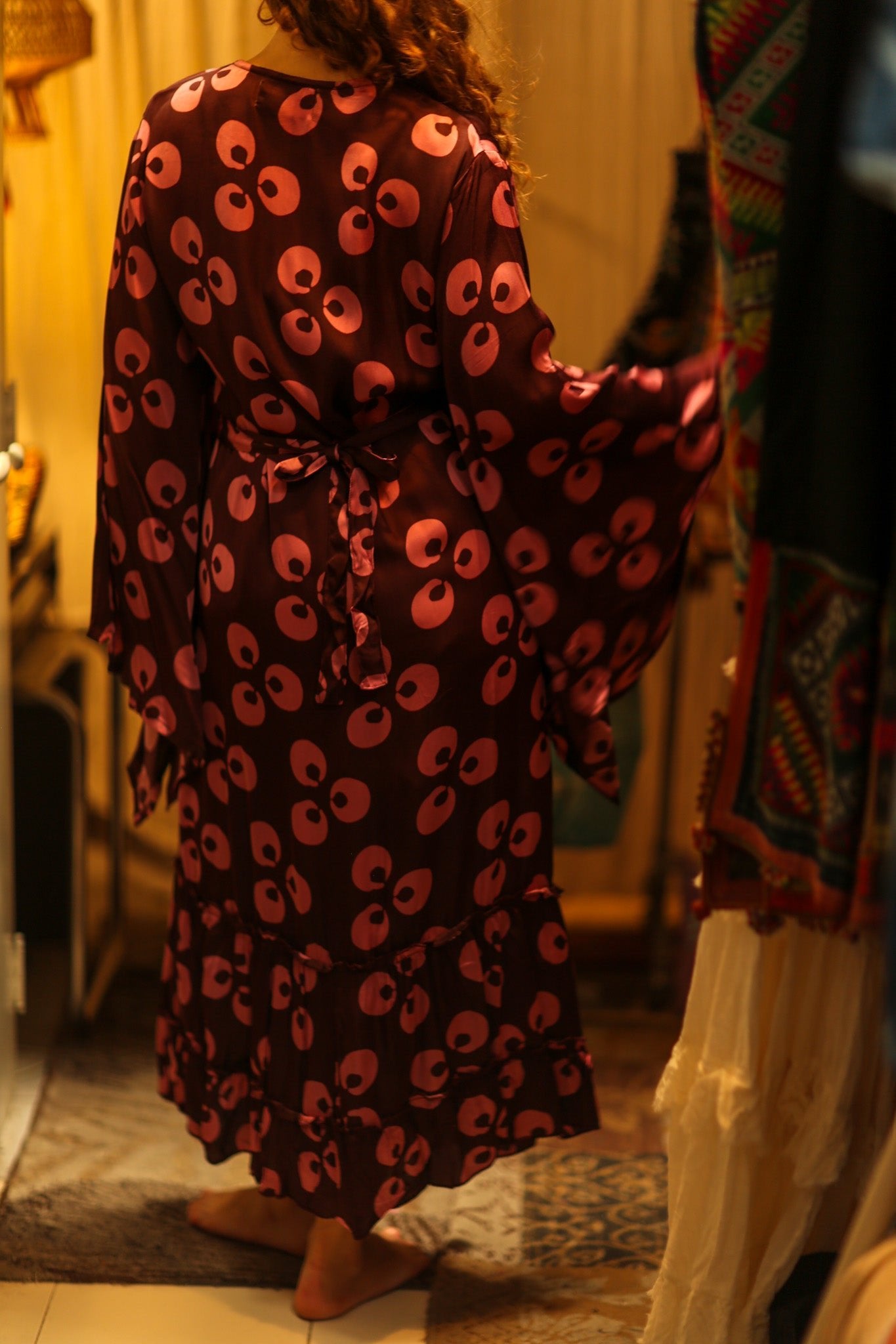 PINA SILK KIMONO PINK MONKEY - BANGKOK TAILOR CLOTHING STORE - HANDMADE CLOTHING