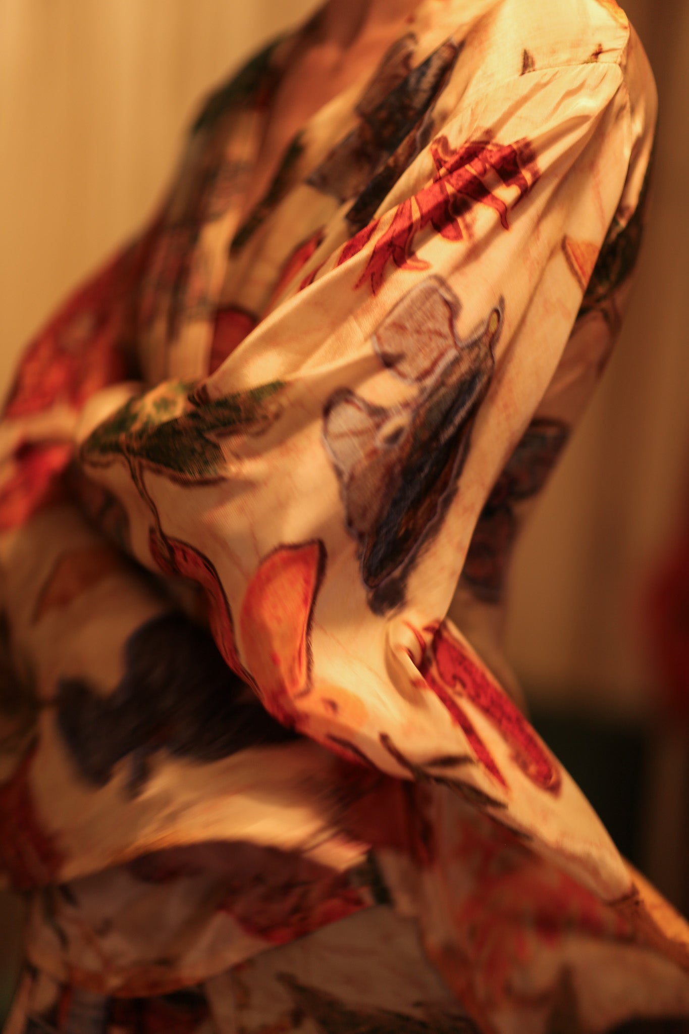 PINA SILK KIMONO PRESSED FLOWERS - BANGKOK TAILOR CLOTHING STORE - HANDMADE CLOTHING