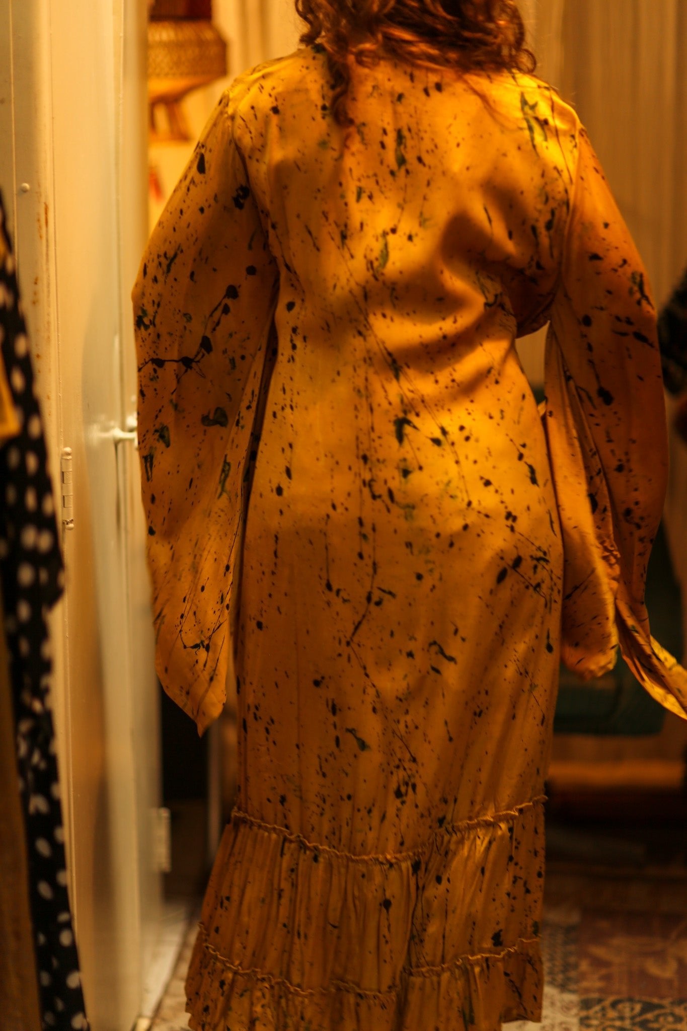 PINA SILK KIMONO YELLOW POLLOCK - BANGKOK TAILOR CLOTHING STORE - HANDMADE CLOTHING