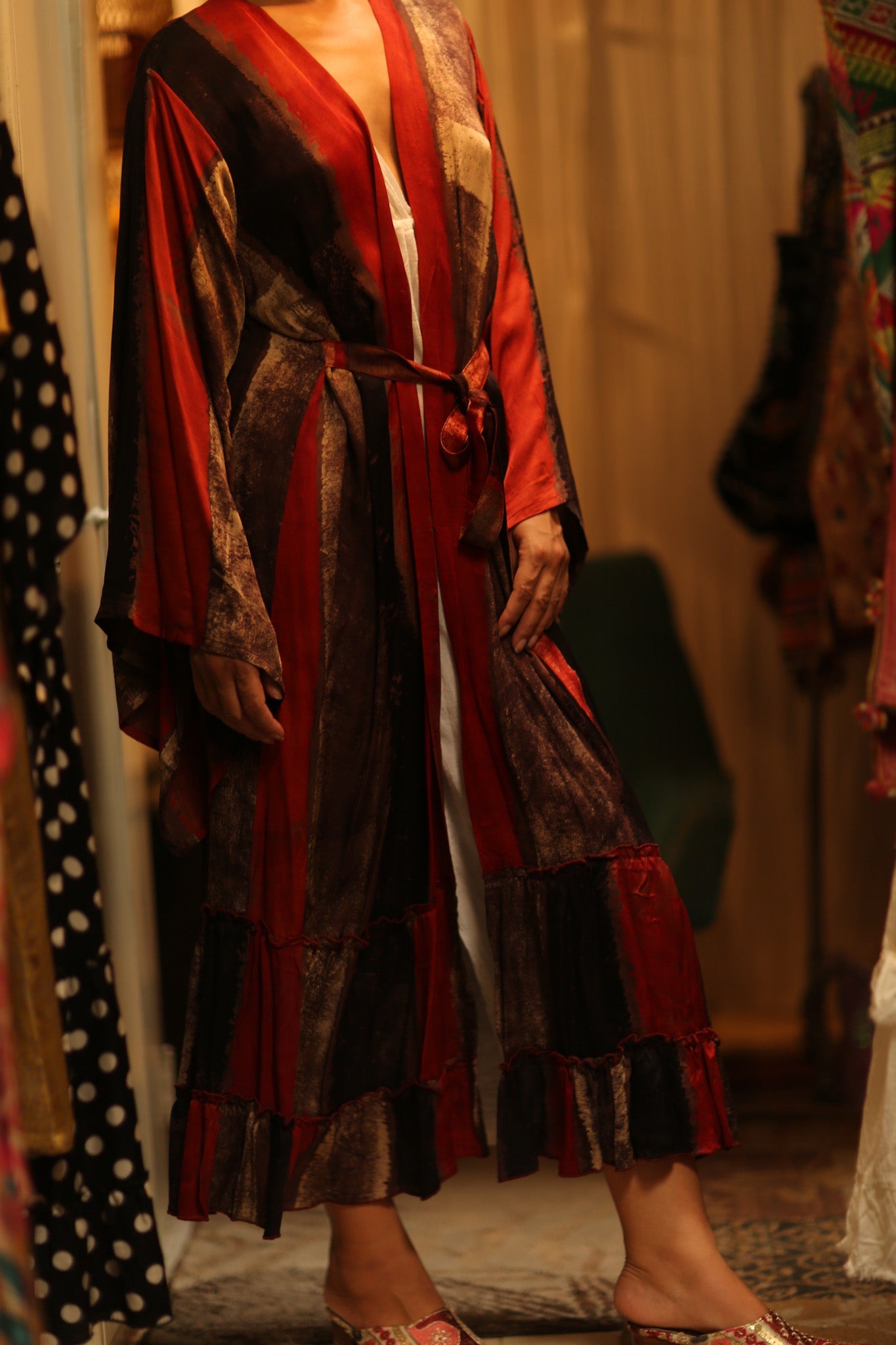 PINA XXL SILK KIMONO POPPY RED - BANGKOK TAILOR CLOTHING STORE - HANDMADE CLOTHING