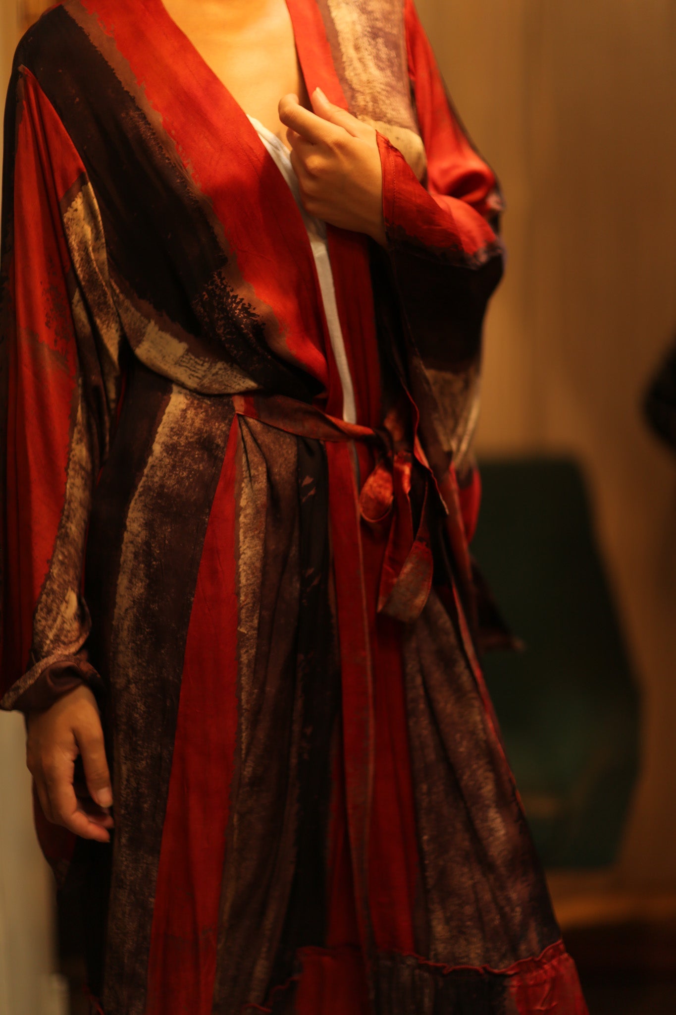 PINA XXL SILK KIMONO POPPY RED - BANGKOK TAILOR CLOTHING STORE - HANDMADE CLOTHING