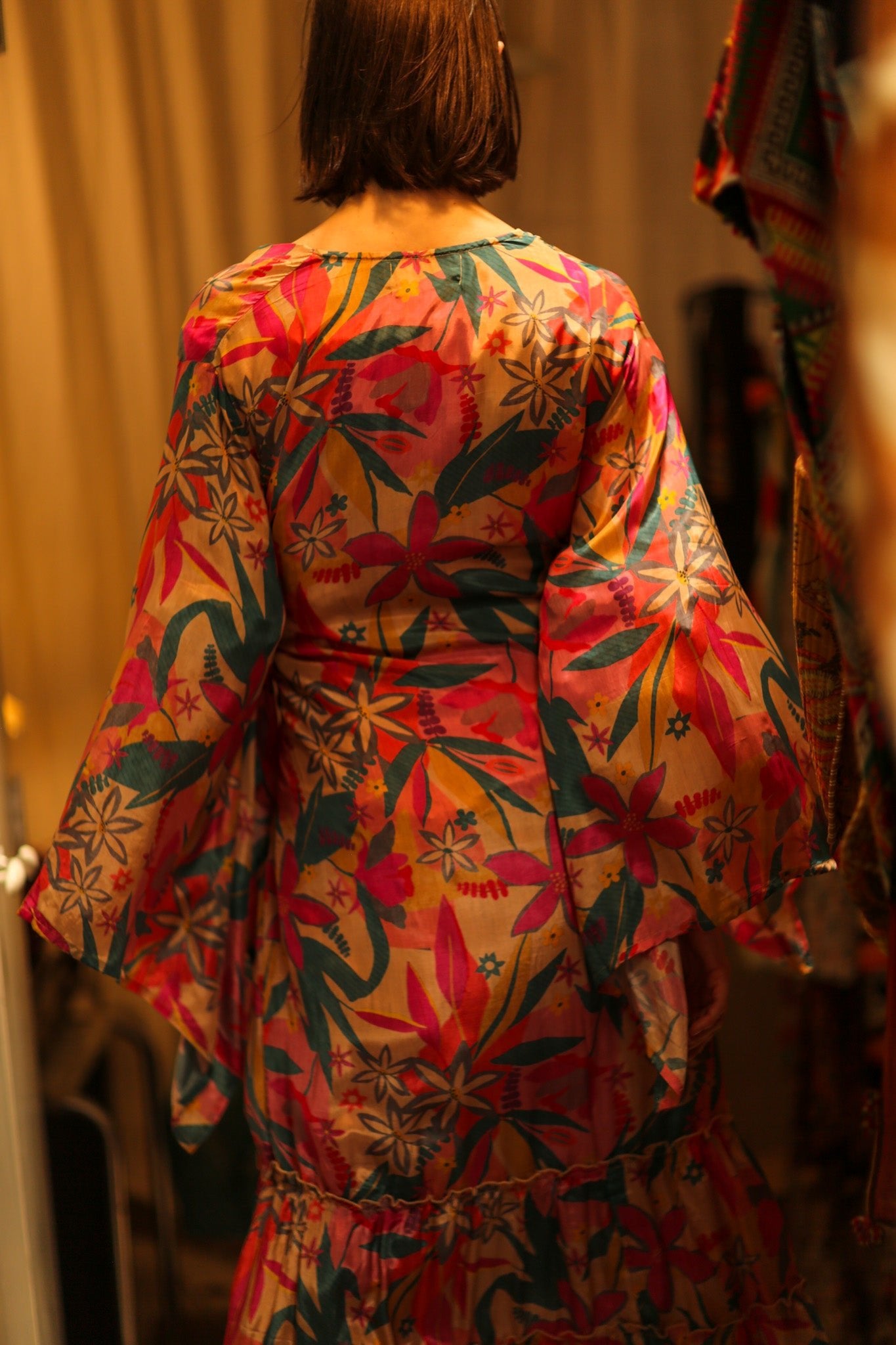 PINK JUNGLE SILK KIMONO PINA - BANGKOK TAILOR CLOTHING STORE - HANDMADE CLOTHING