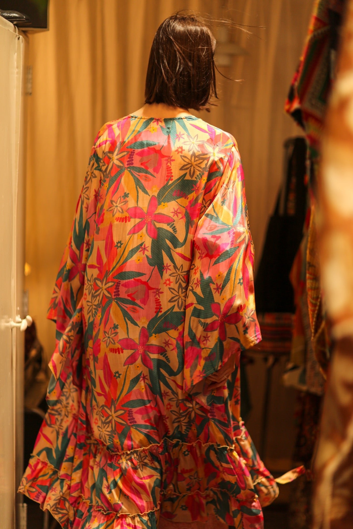 PINK JUNGLE SILK KIMONO PINA - BANGKOK TAILOR CLOTHING STORE - HANDMADE CLOTHING