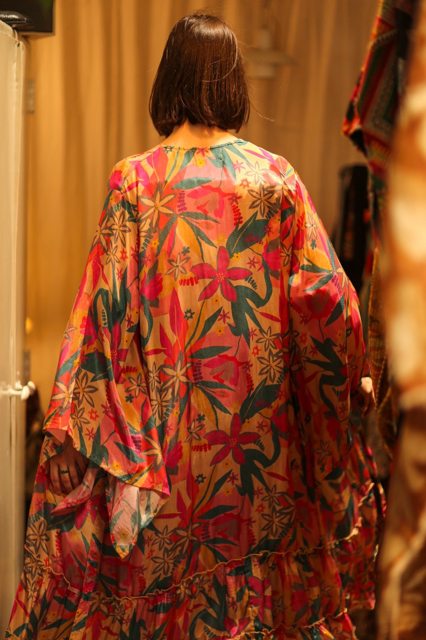 PINK JUNGLE SILK KIMONO PINA - BANGKOK TAILOR CLOTHING STORE - HANDMADE CLOTHING