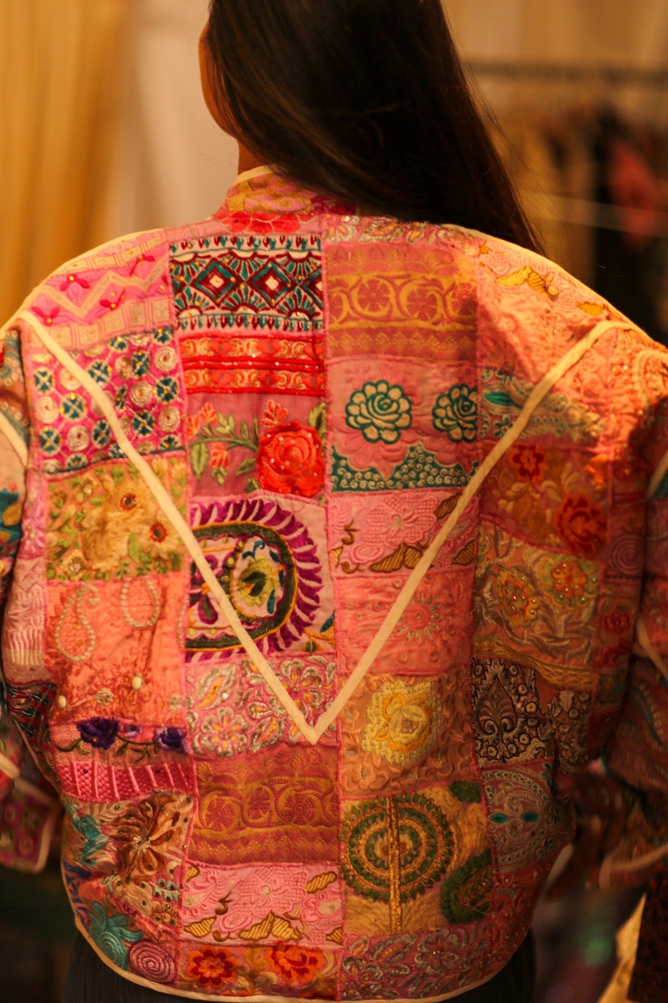 PINK PATCHWORK JACKET FRINA - BANGKOK TAILOR CLOTHING STORE - HANDMADE CLOTHING