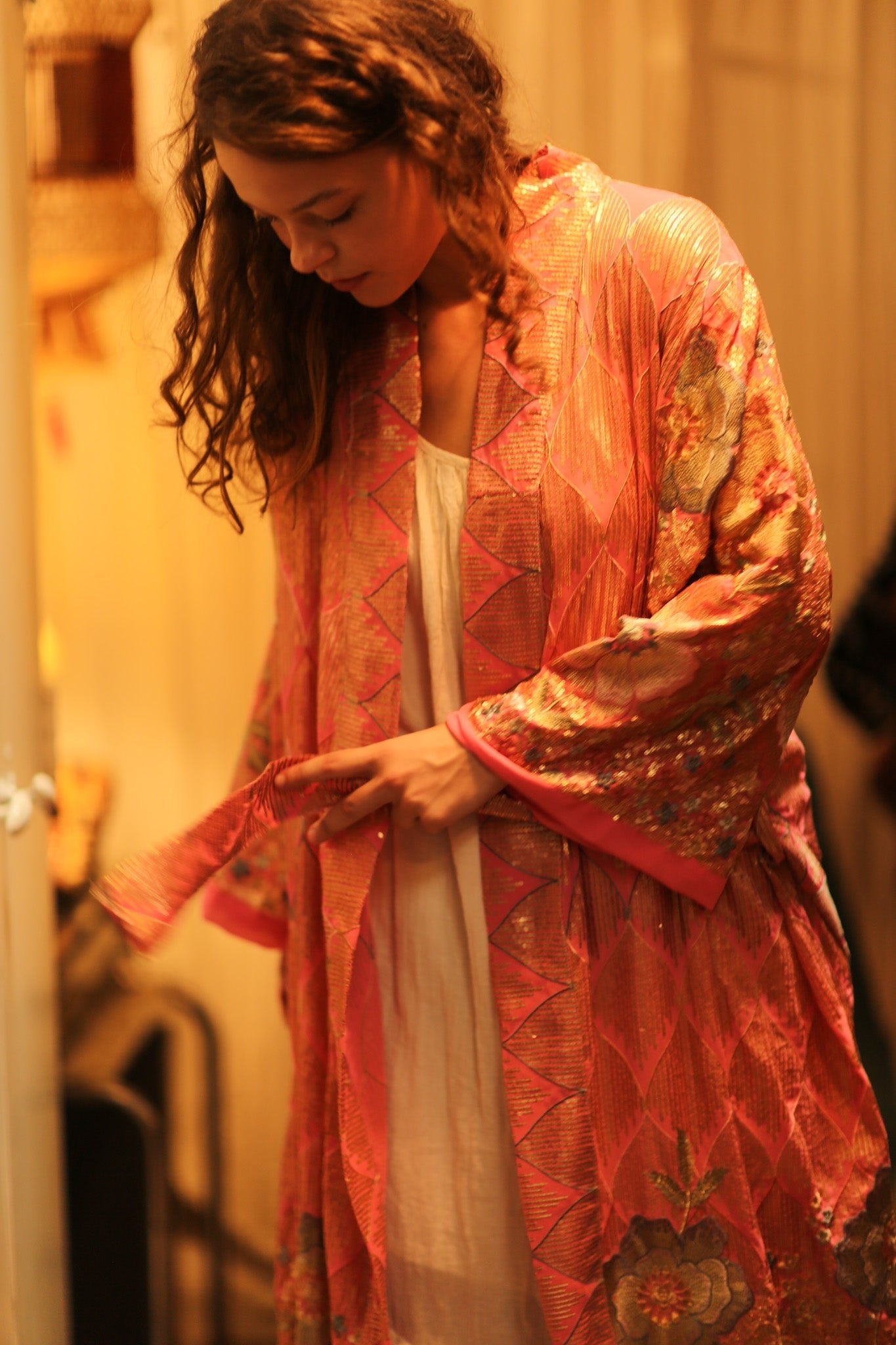 PINK SEQUIN KIMONO ARABELLA - BANGKOK TAILOR CLOTHING STORE - HANDMADE CLOTHING