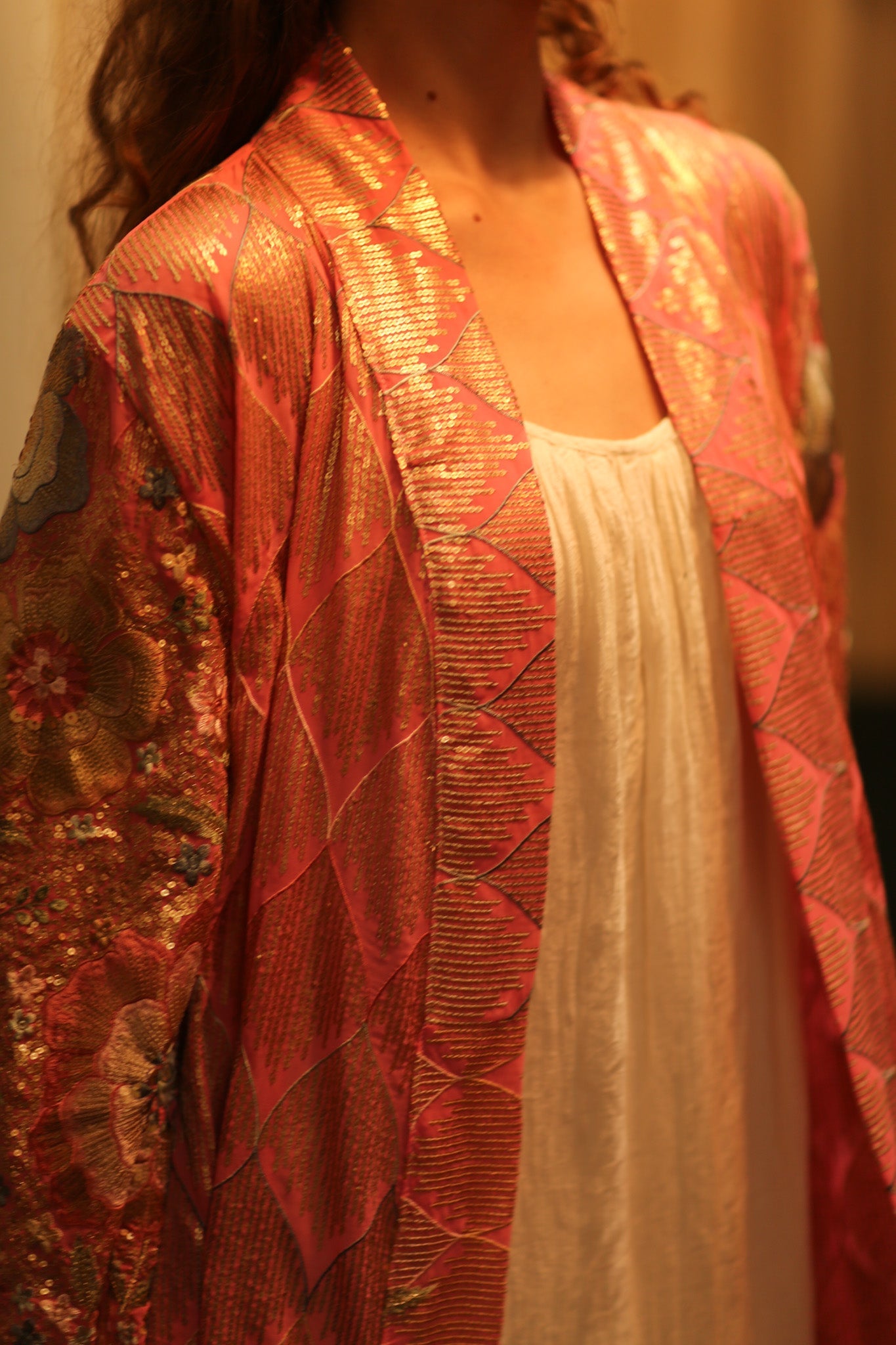 PINK SEQUIN KIMONO ARABELLA - BANGKOK TAILOR CLOTHING STORE - HANDMADE CLOTHING