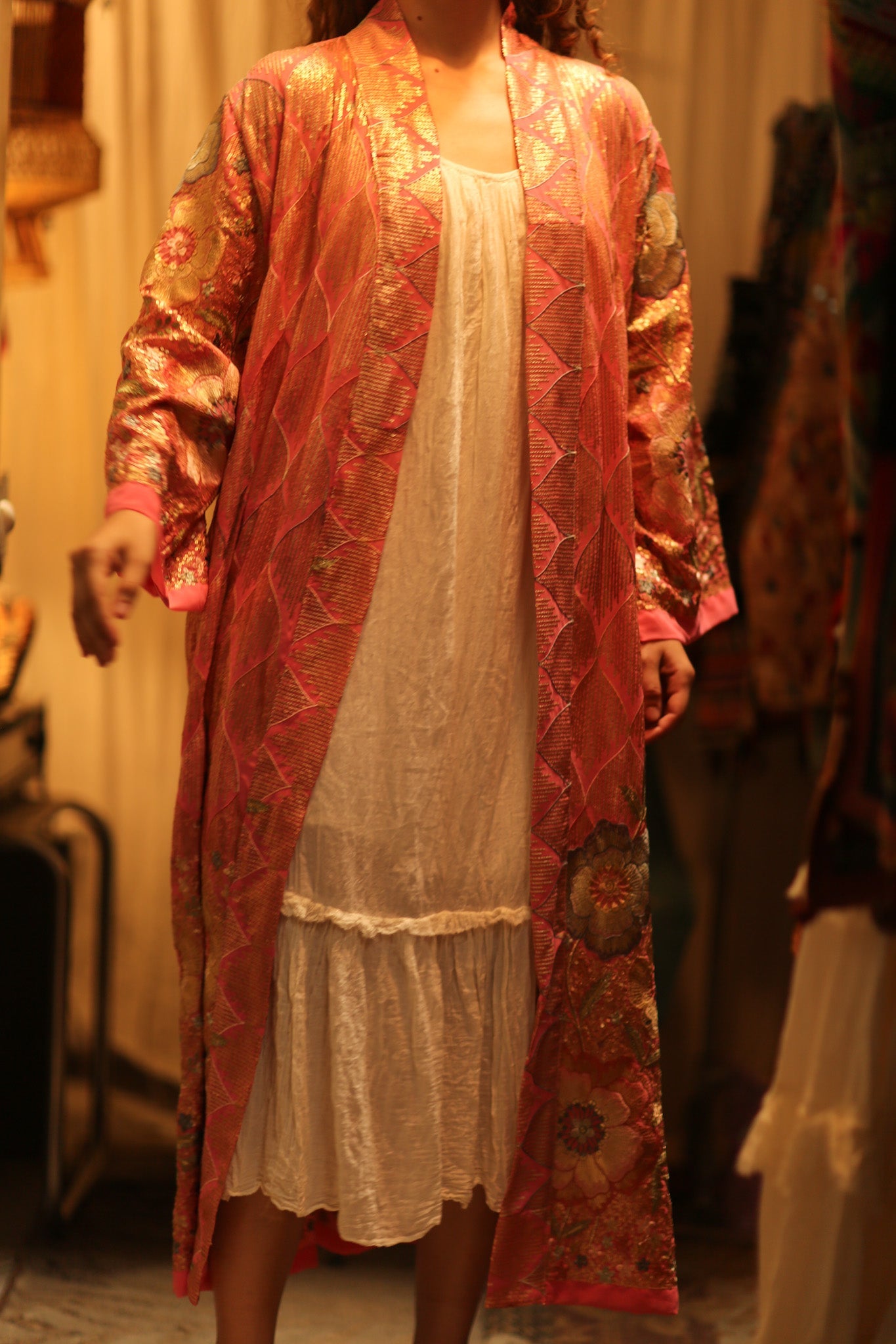 PINK SEQUIN KIMONO ARABELLA - BANGKOK TAILOR CLOTHING STORE - HANDMADE CLOTHING