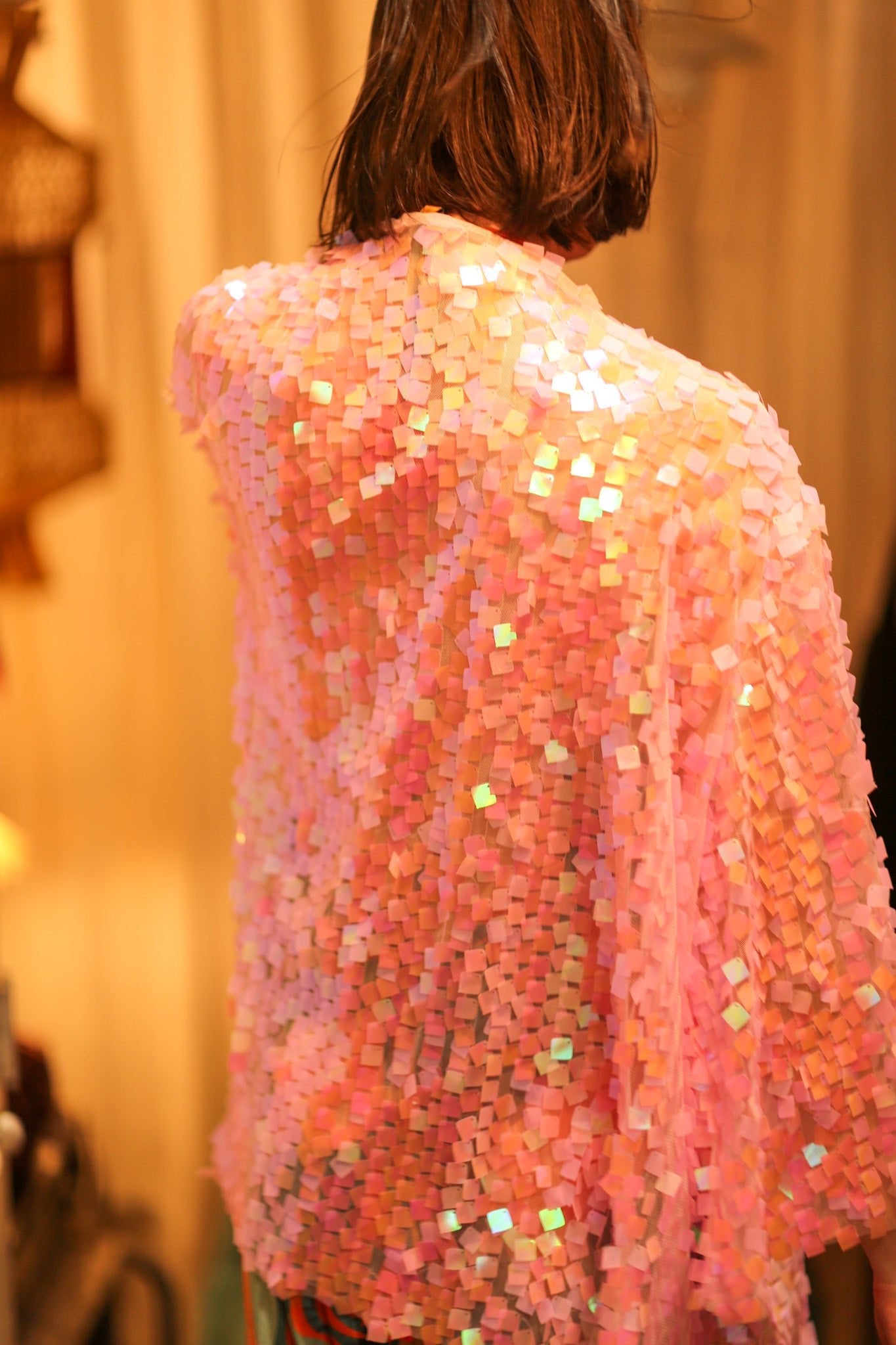 PINK SHORT SEQUIN GLITTER KIMONO JANINE - BANGKOK TAILOR CLOTHING STORE - HANDMADE CLOTHING