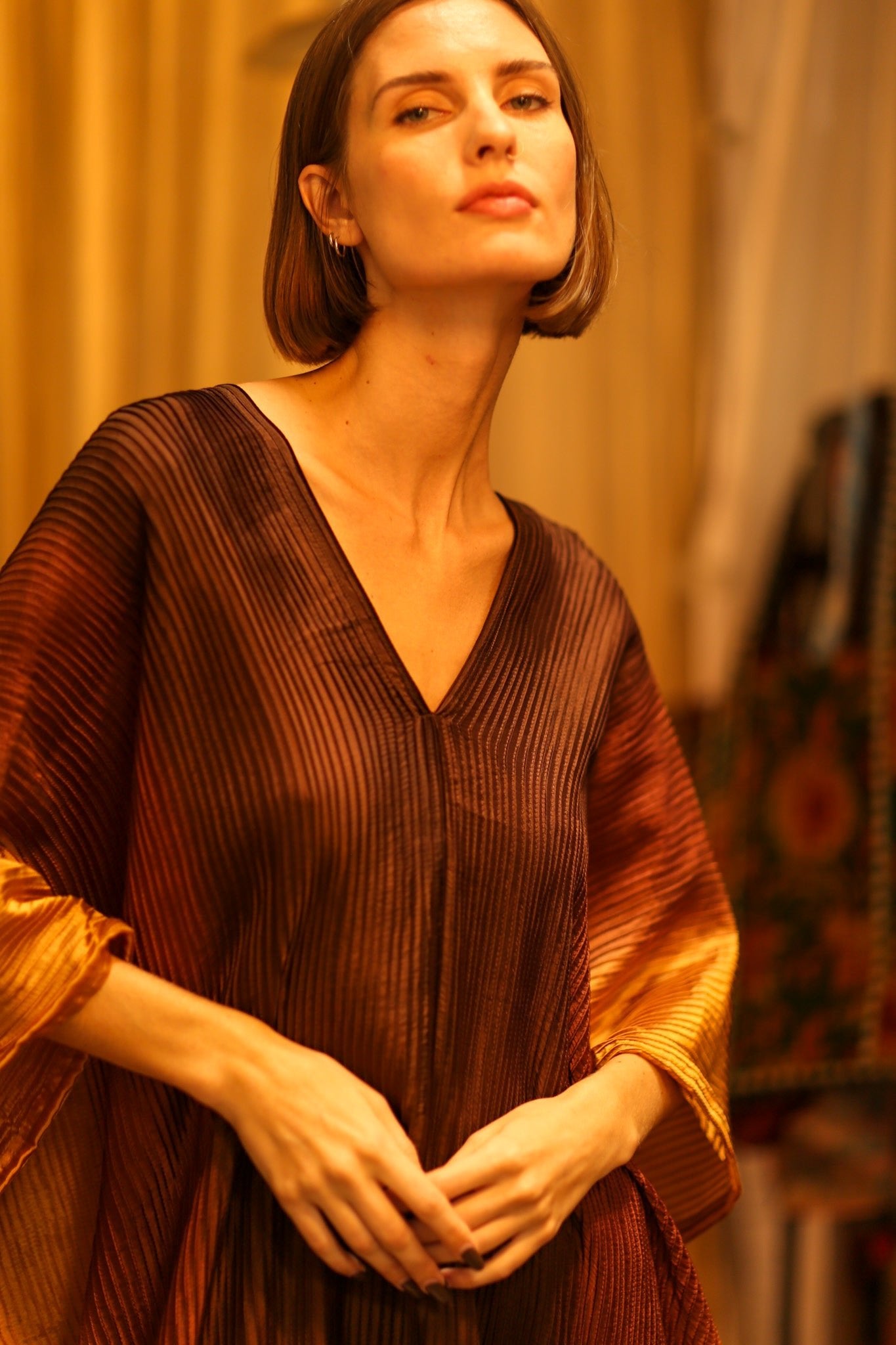PLEATED SUNSET KAFTAN - BANGKOK TAILOR CLOTHING STORE - HANDMADE CLOTHING