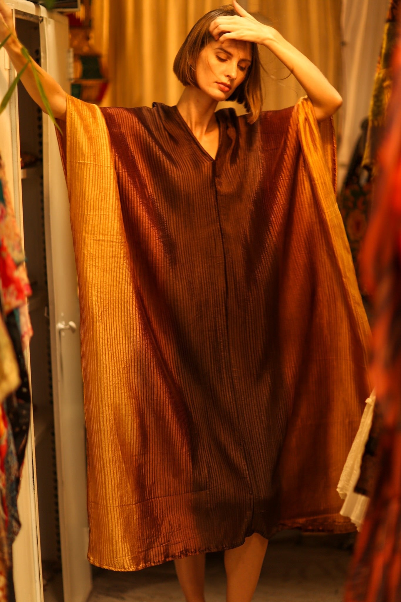 PLEATED SUNSET KAFTAN - BANGKOK TAILOR CLOTHING STORE - HANDMADE CLOTHING