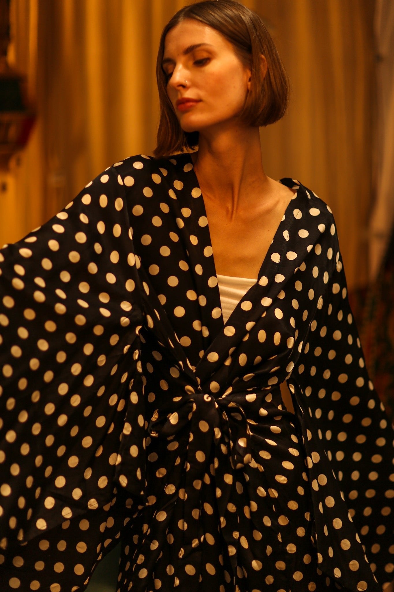 POLKA DOT XXL WING KIMONO JINU - BANGKOK TAILOR CLOTHING STORE - HANDMADE CLOTHING
