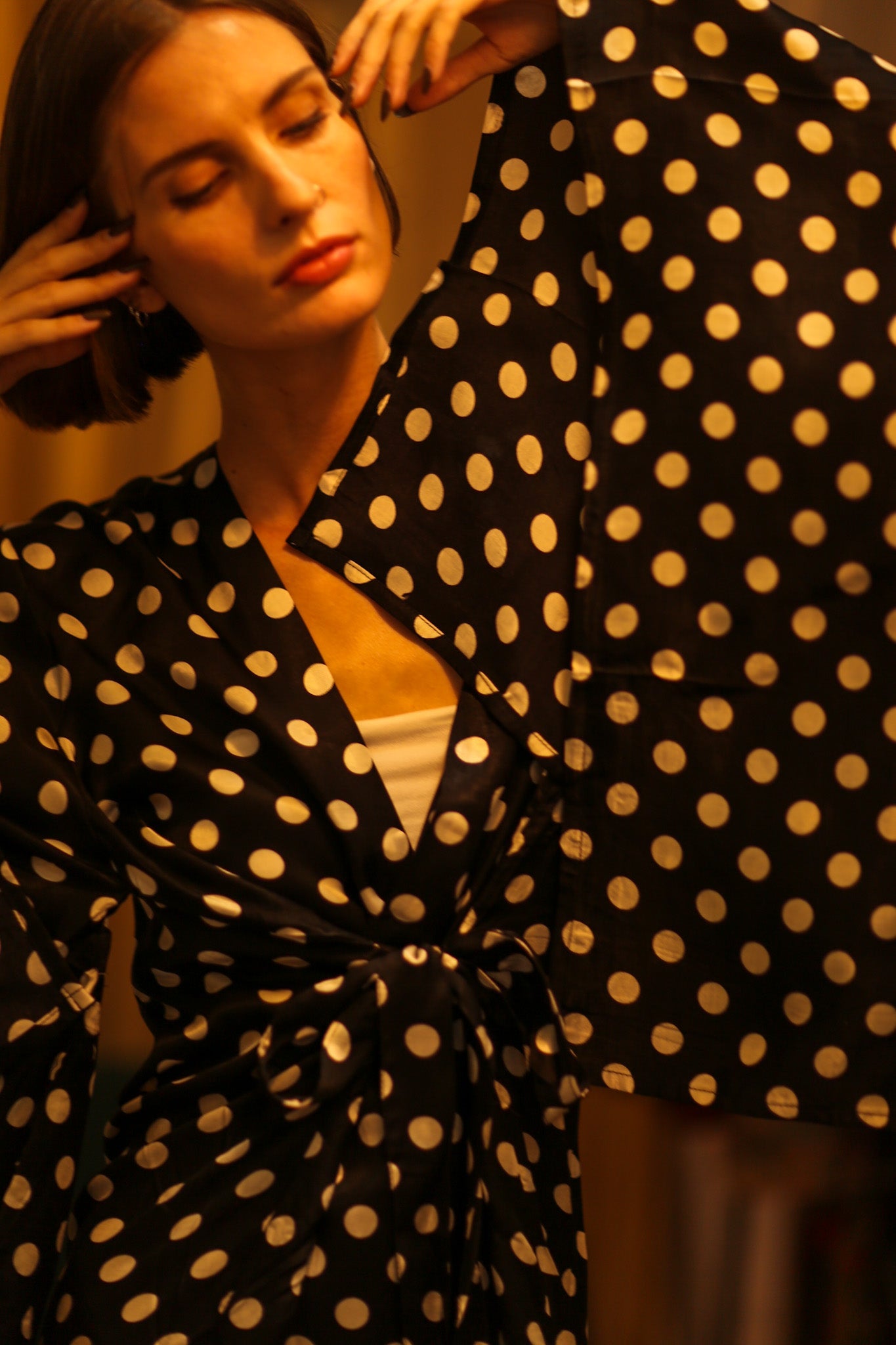 POLKA DOT XXL WING KIMONO JINU - BANGKOK TAILOR CLOTHING STORE - HANDMADE CLOTHING