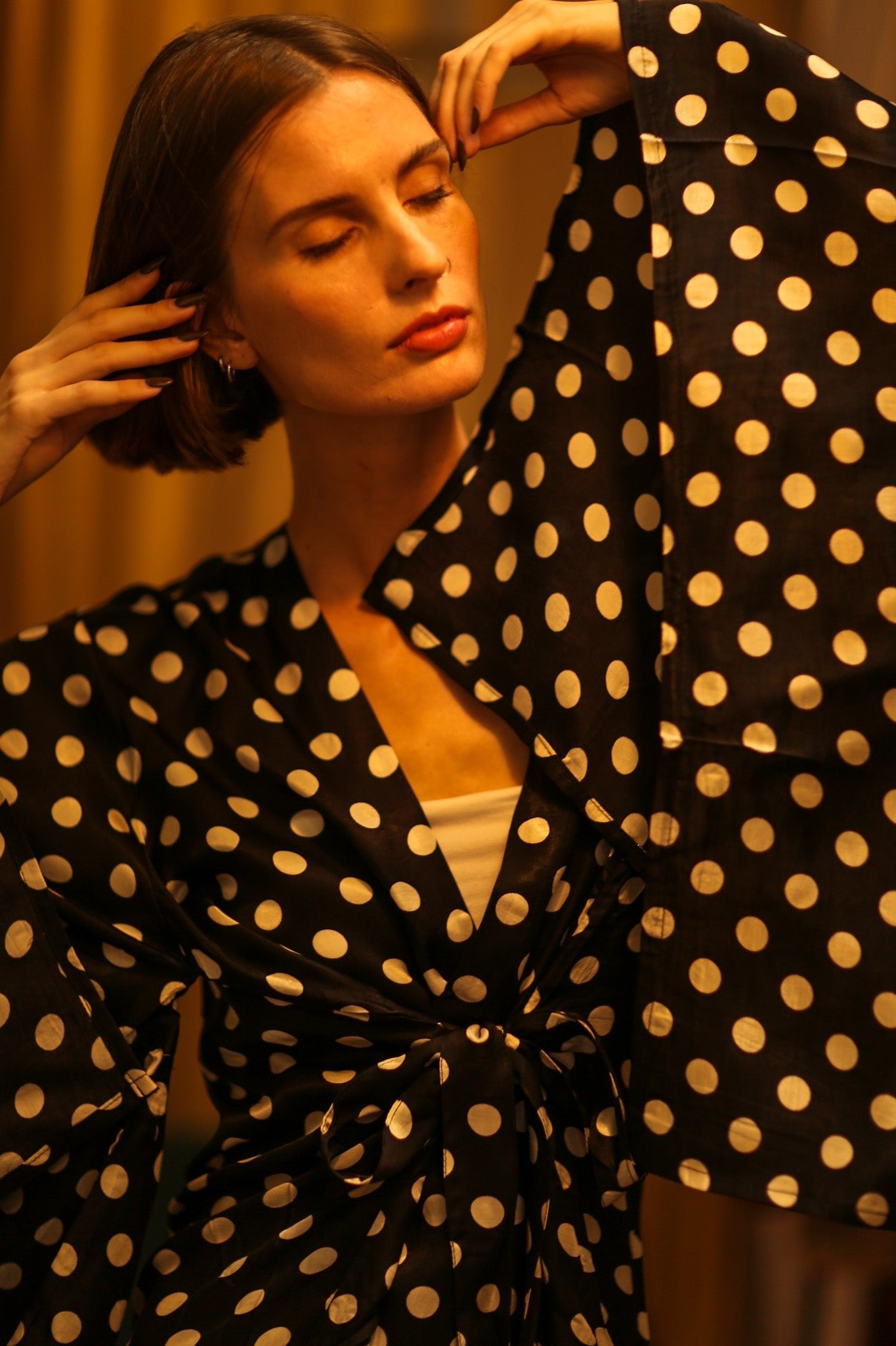 POLKA DOT XXL WING KIMONO JINU - BANGKOK TAILOR CLOTHING STORE - HANDMADE CLOTHING