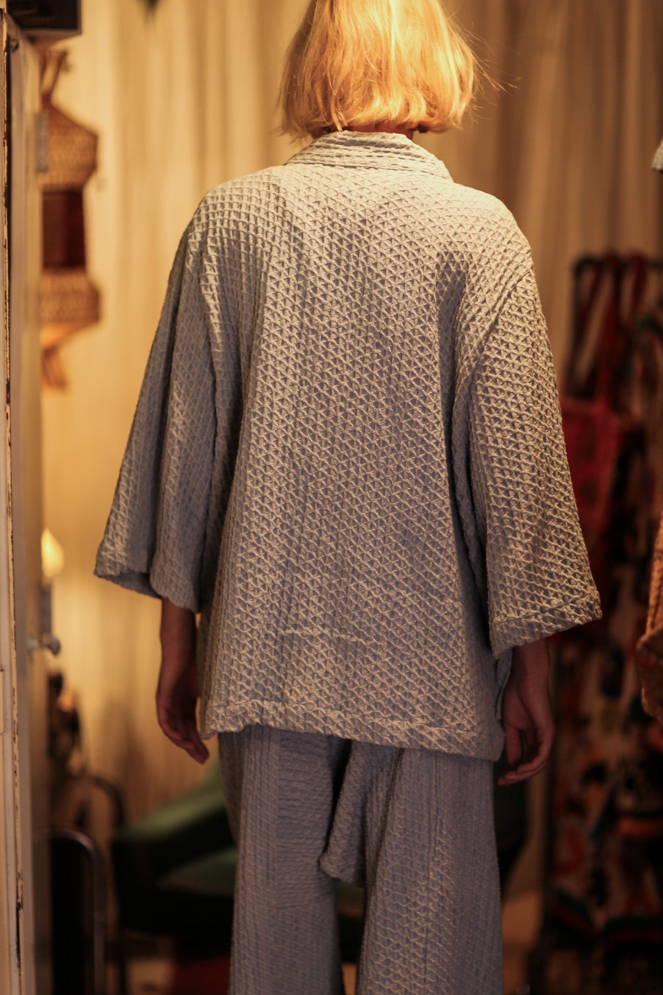 RONNIE PATTERNED SOFT DENIM SHORT KIMONO - BANGKOK TAILOR CLOTHING STORE - HANDMADE CLOTHING