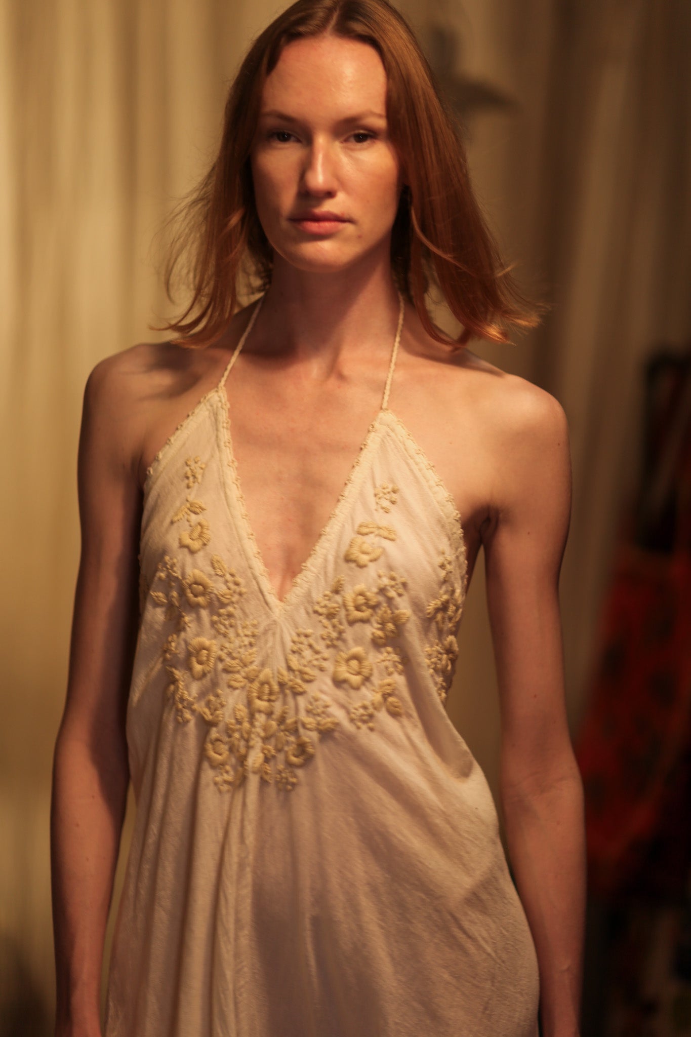 ROSE EMBROIDERED COTTON DRESS - BANGKOK TAILOR CLOTHING STORE - HANDMADE CLOTHING