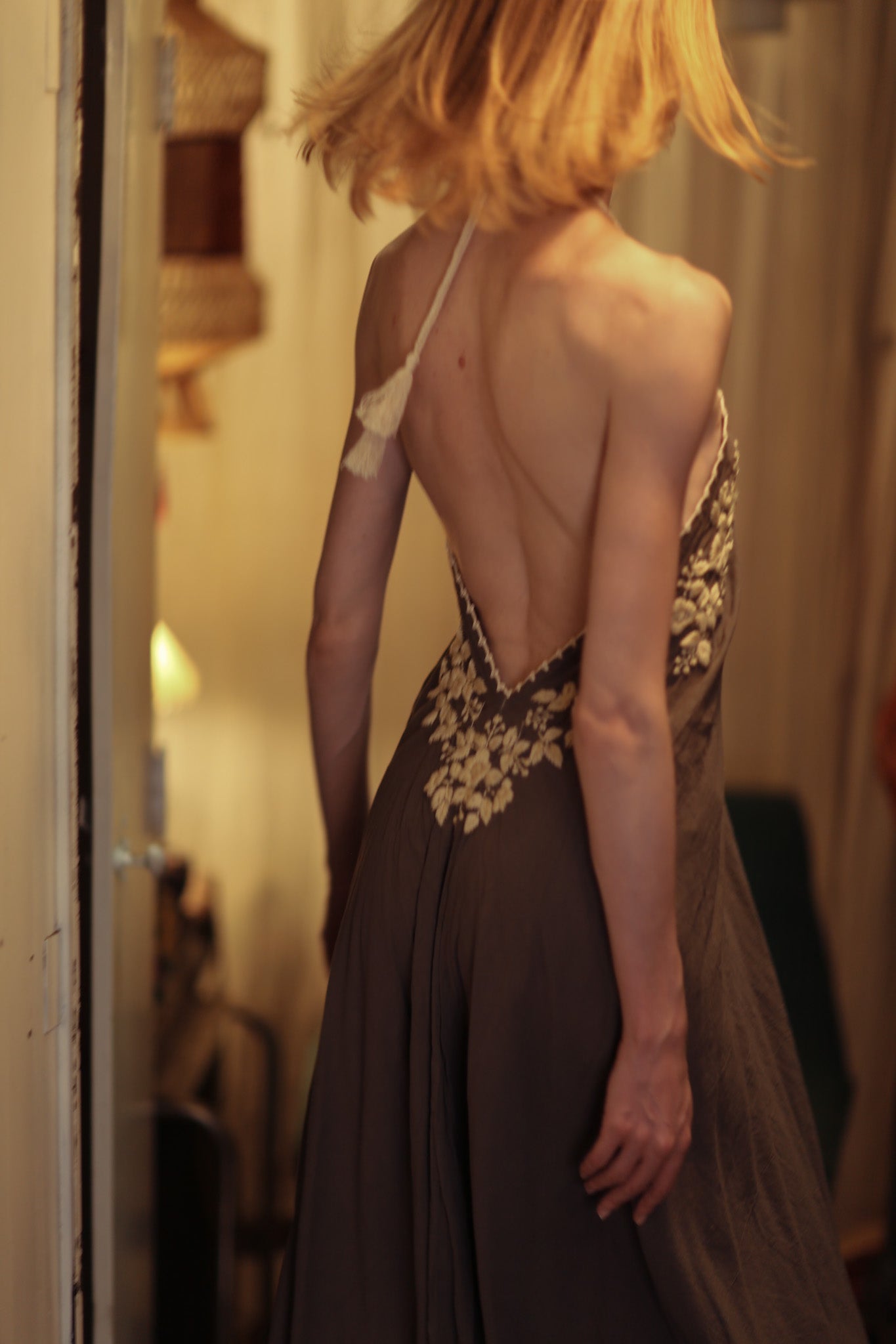 ROSE EMBROIDERED COTTON DRESS - BANGKOK TAILOR CLOTHING STORE - HANDMADE CLOTHING