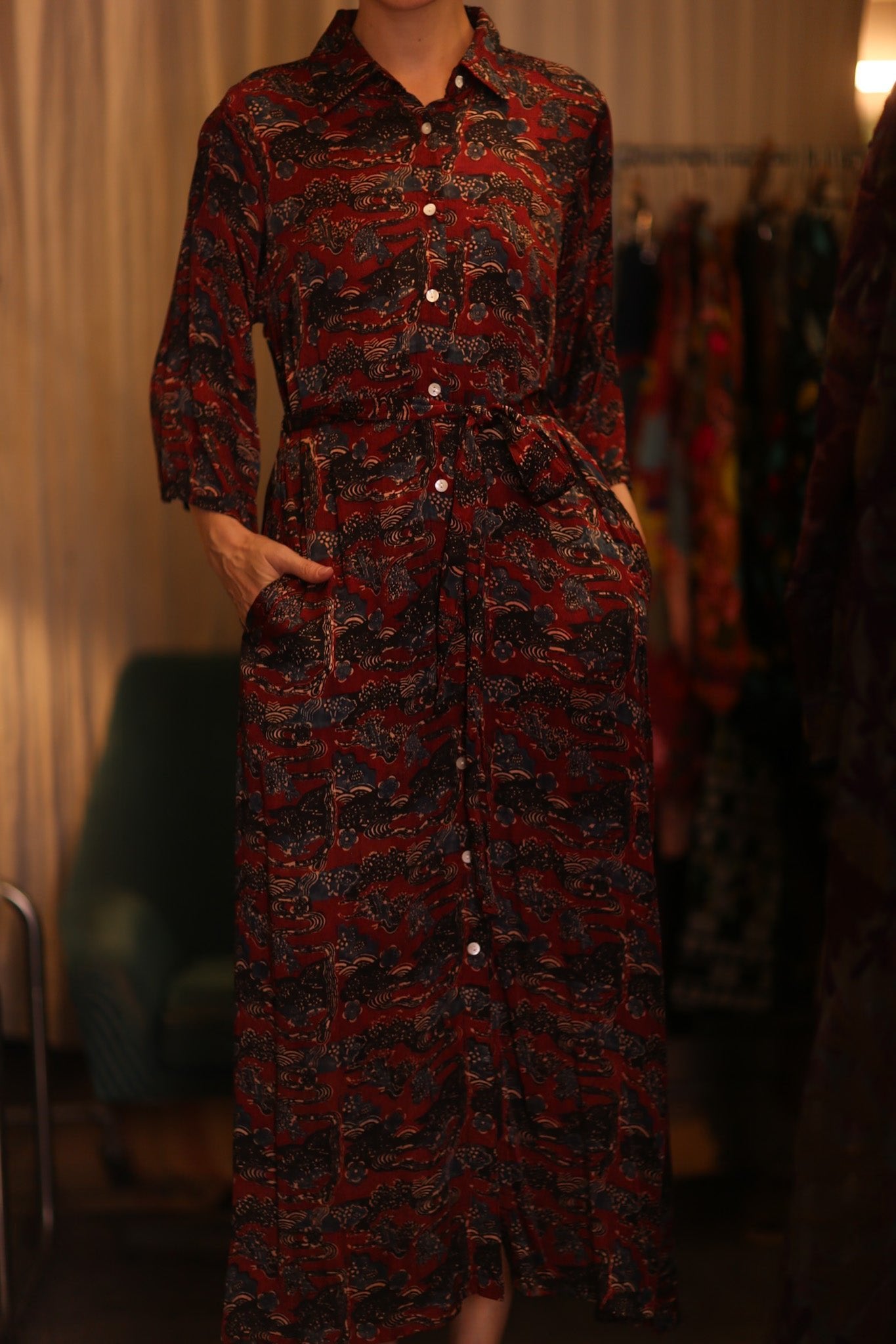 RUTHI BUTIONEA DRESS JADE - BANGKOK TAILOR CLOTHING STORE - HANDMADE CLOTHING