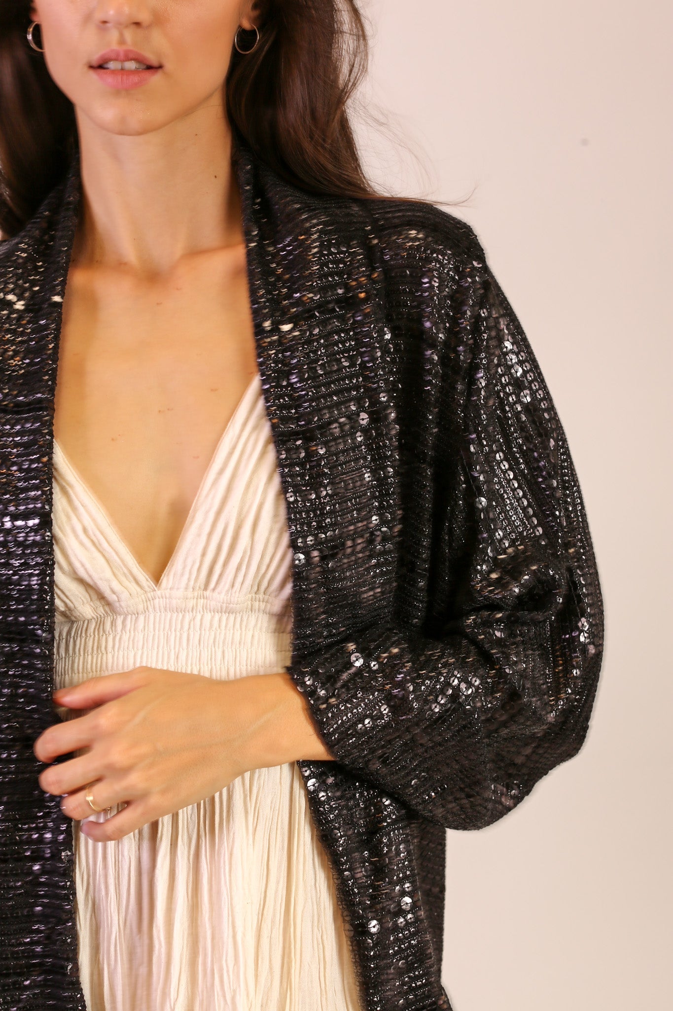 SEQUIN EMBROIDERED KIMONO MIDI - BANGKOK TAILOR CLOTHING STORE - HANDMADE CLOTHING