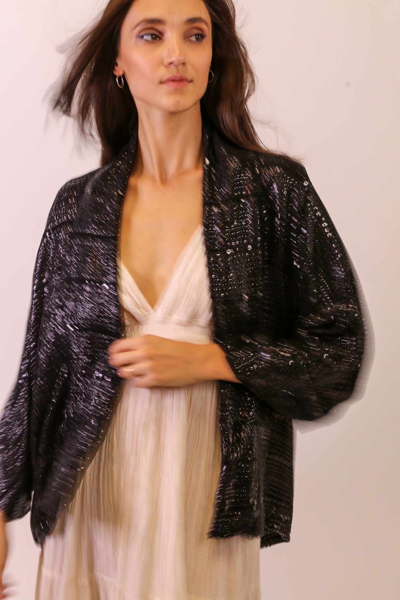 SEQUIN EMBROIDERED KIMONO MIDI - BANGKOK TAILOR CLOTHING STORE - HANDMADE CLOTHING