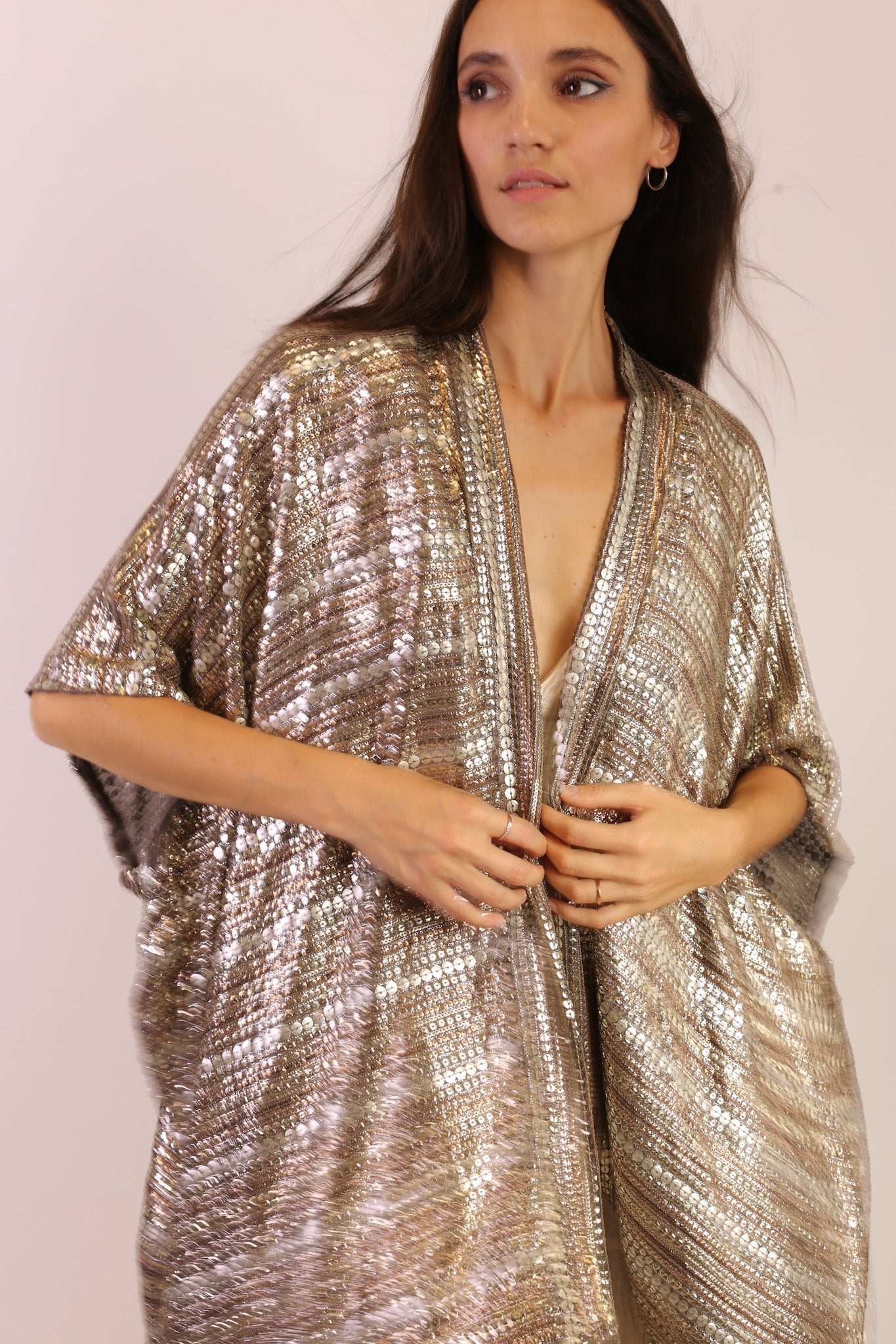 SEQUIN EMBROIDERED KIMONO MIDI - BANGKOK TAILOR CLOTHING STORE - HANDMADE CLOTHING