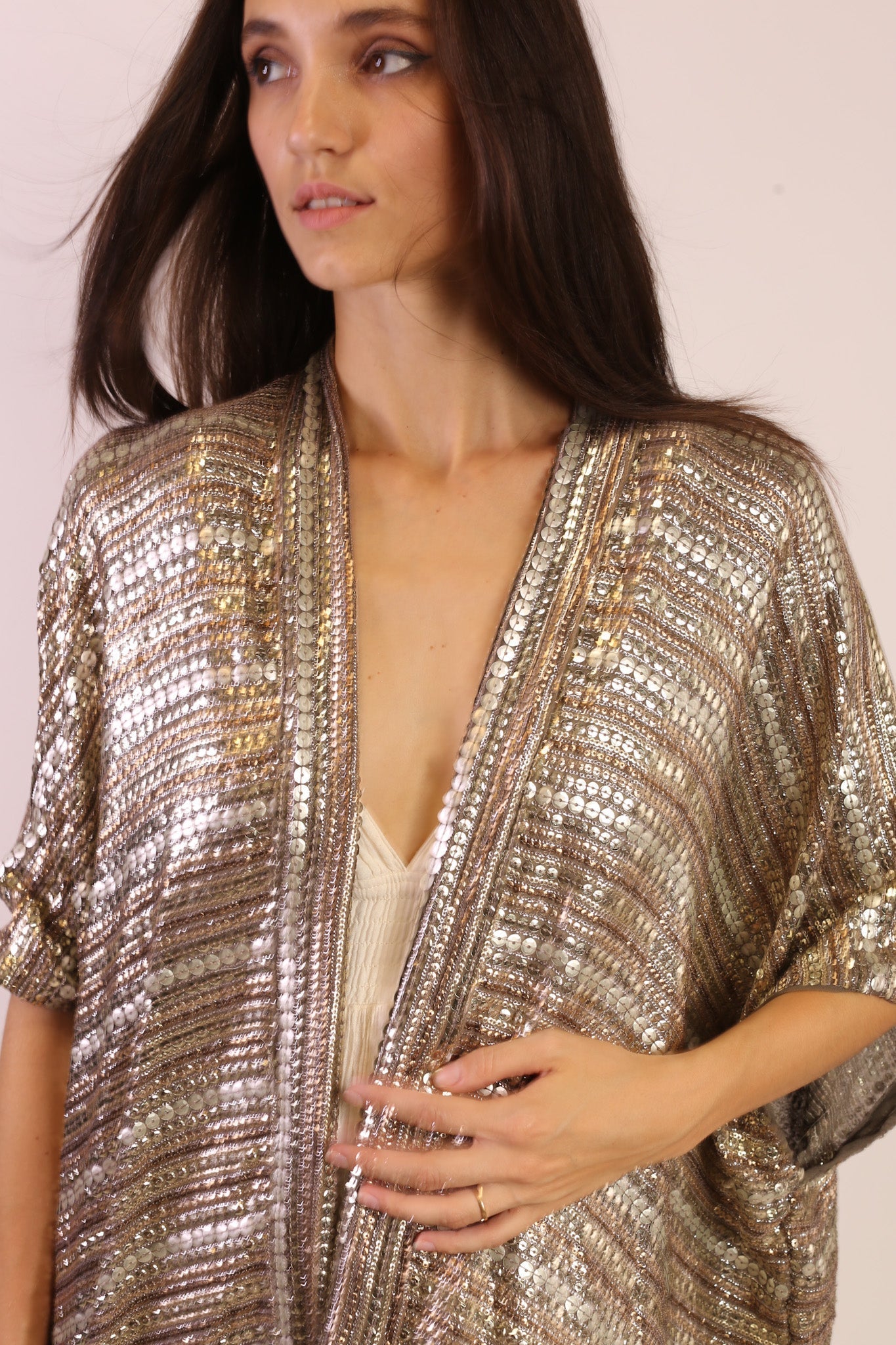 SEQUIN EMBROIDERED KIMONO MIDI - BANGKOK TAILOR CLOTHING STORE - HANDMADE CLOTHING