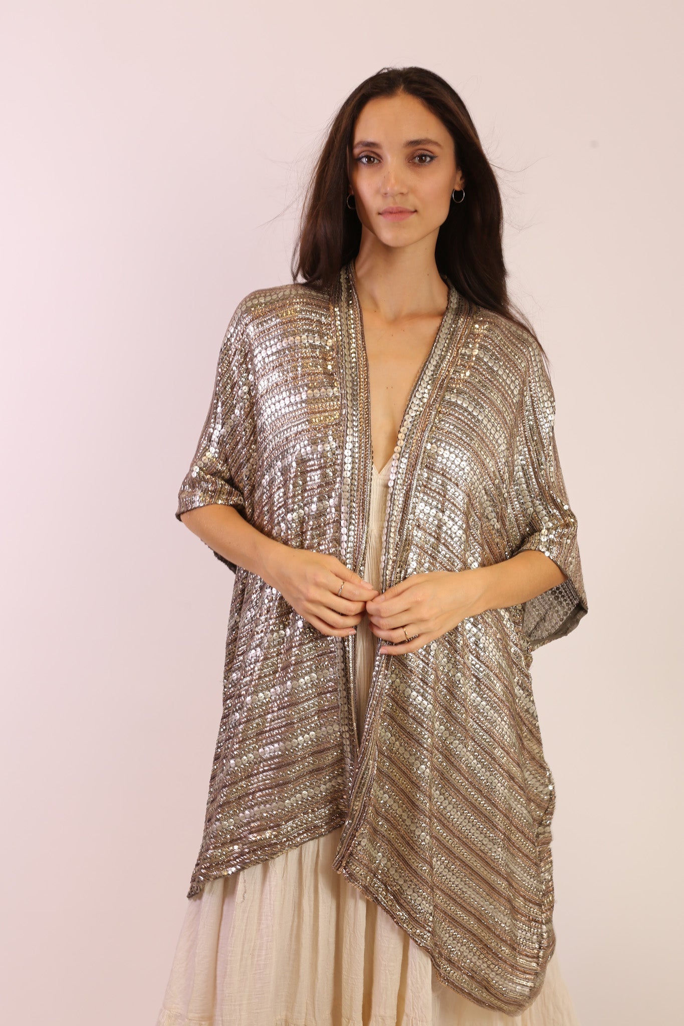 SEQUIN EMBROIDERED KIMONO MIDI - BANGKOK TAILOR CLOTHING STORE - HANDMADE CLOTHING