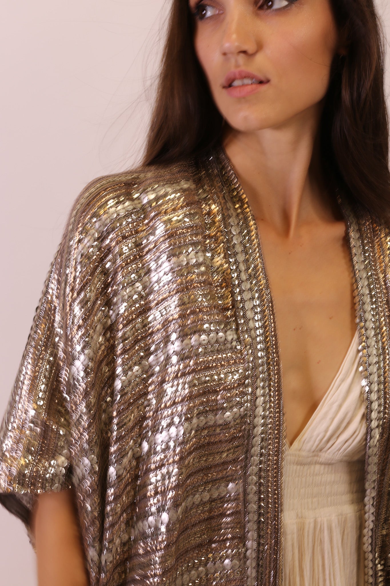 SEQUIN EMBROIDERED KIMONO MIDI - BANGKOK TAILOR CLOTHING STORE - HANDMADE CLOTHING